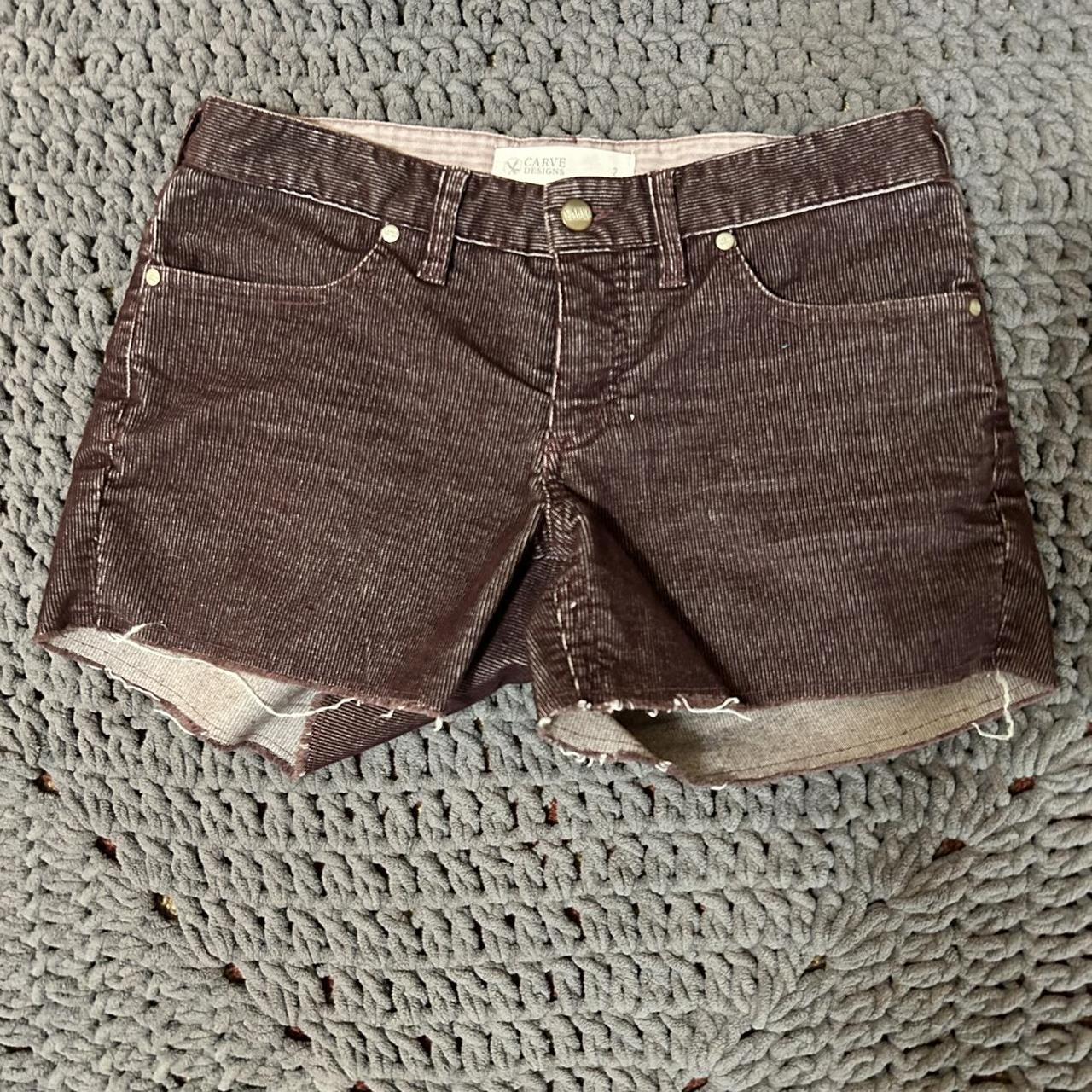 Striped brown cut-off shorts Size 2 #cutoffs... - Depop