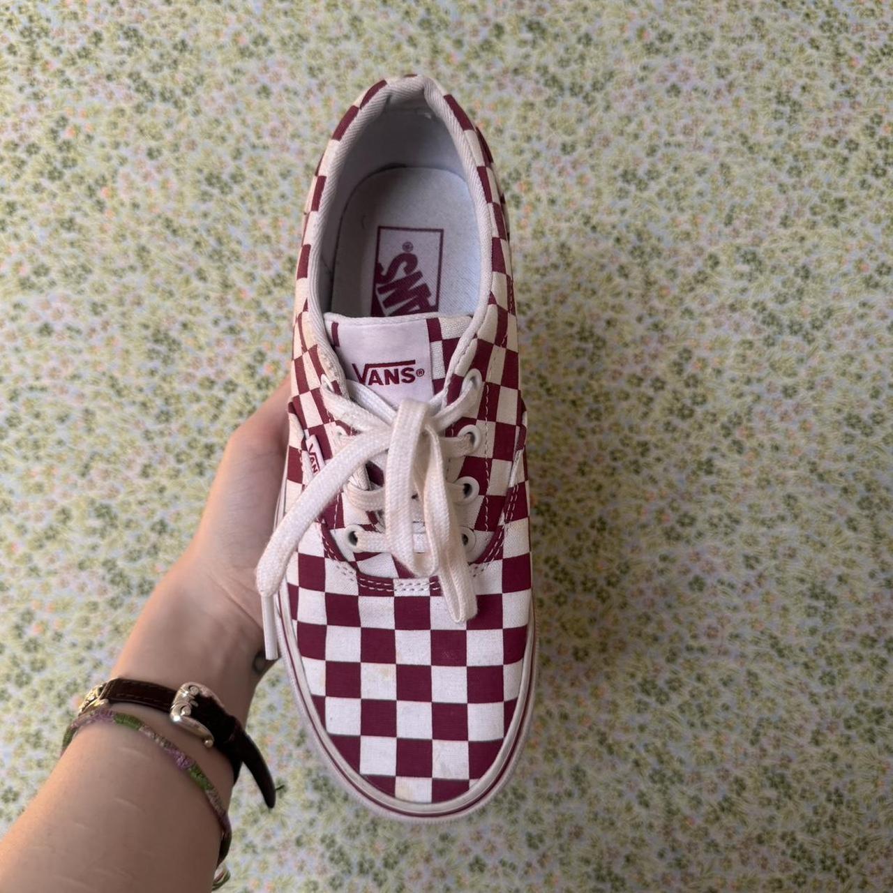 Vans clearance maroon checkered