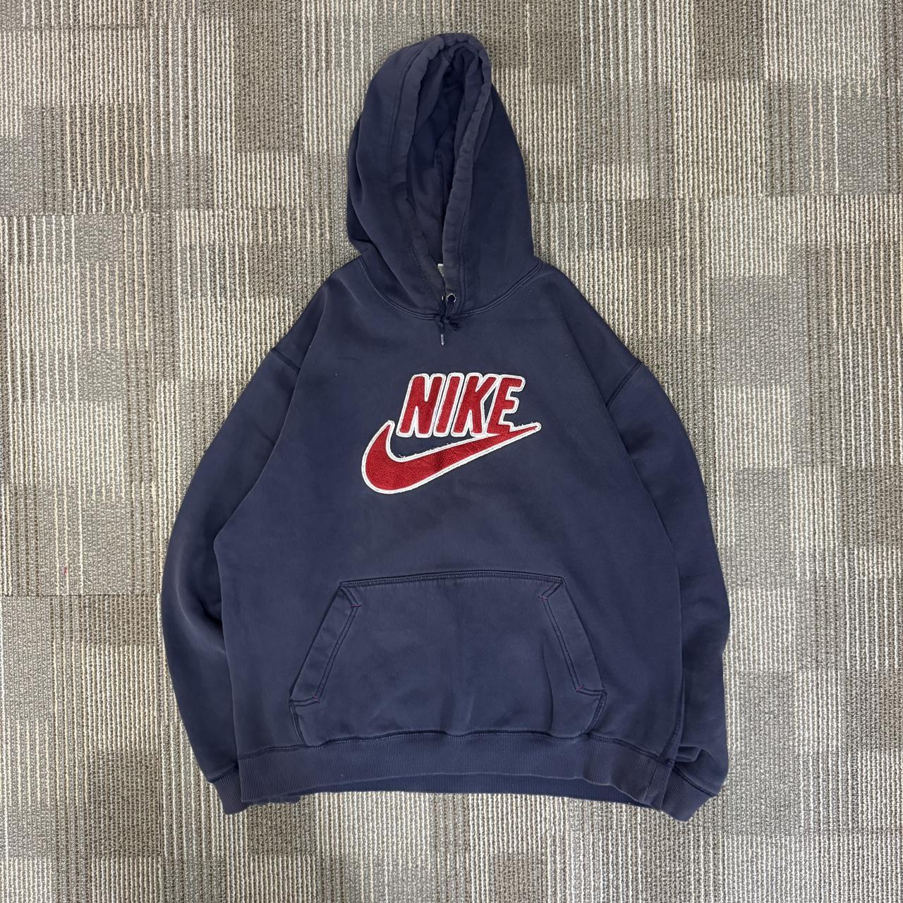 navy blue and red nike hoodie