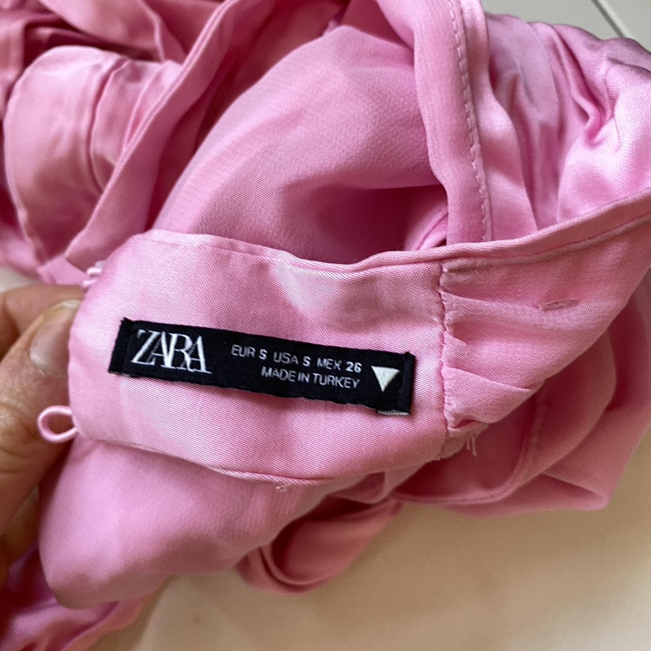 pink satin Zara halter neck ribbon ribbed... Depop