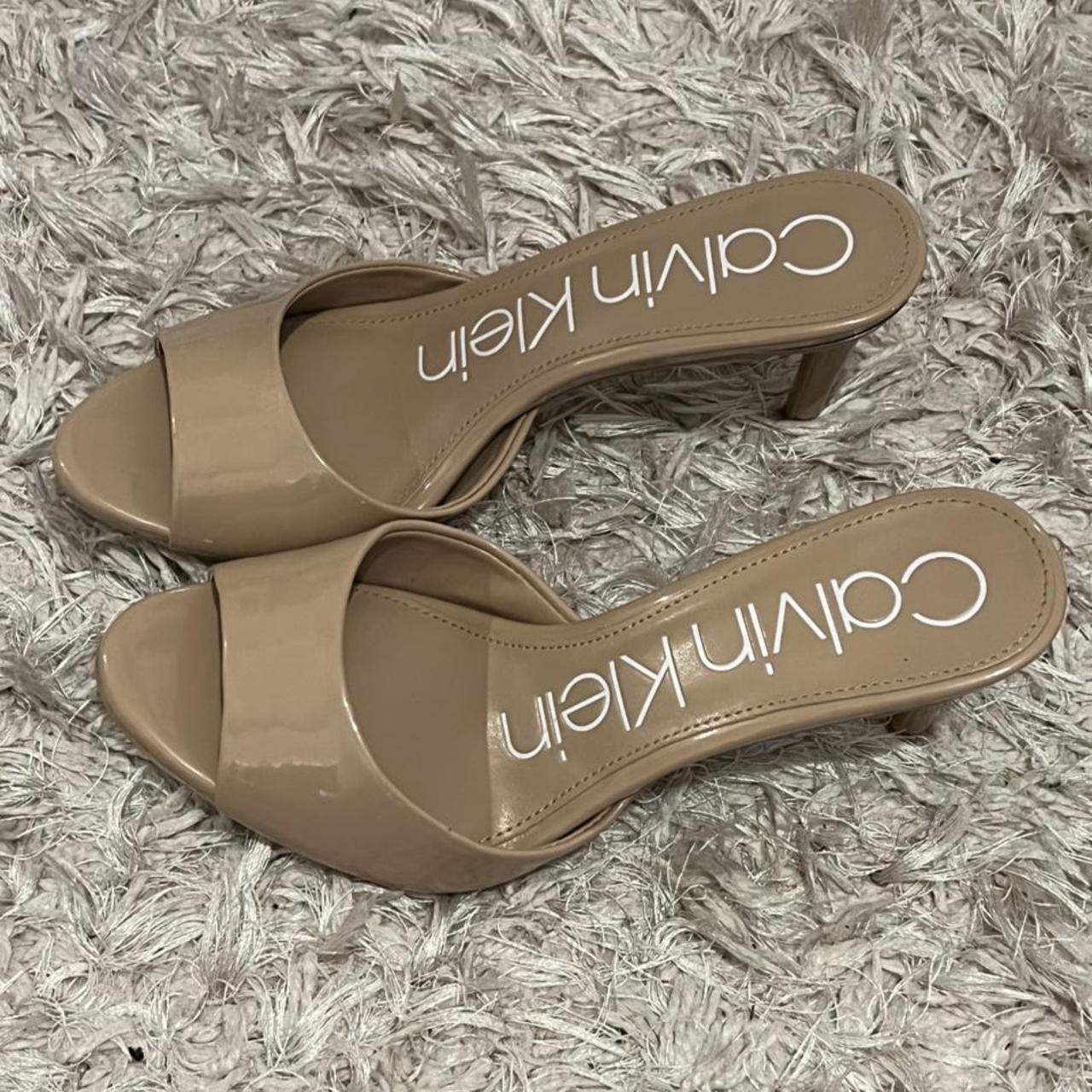 Calvin Klein Women's Cream and Tan Sandals | Depop