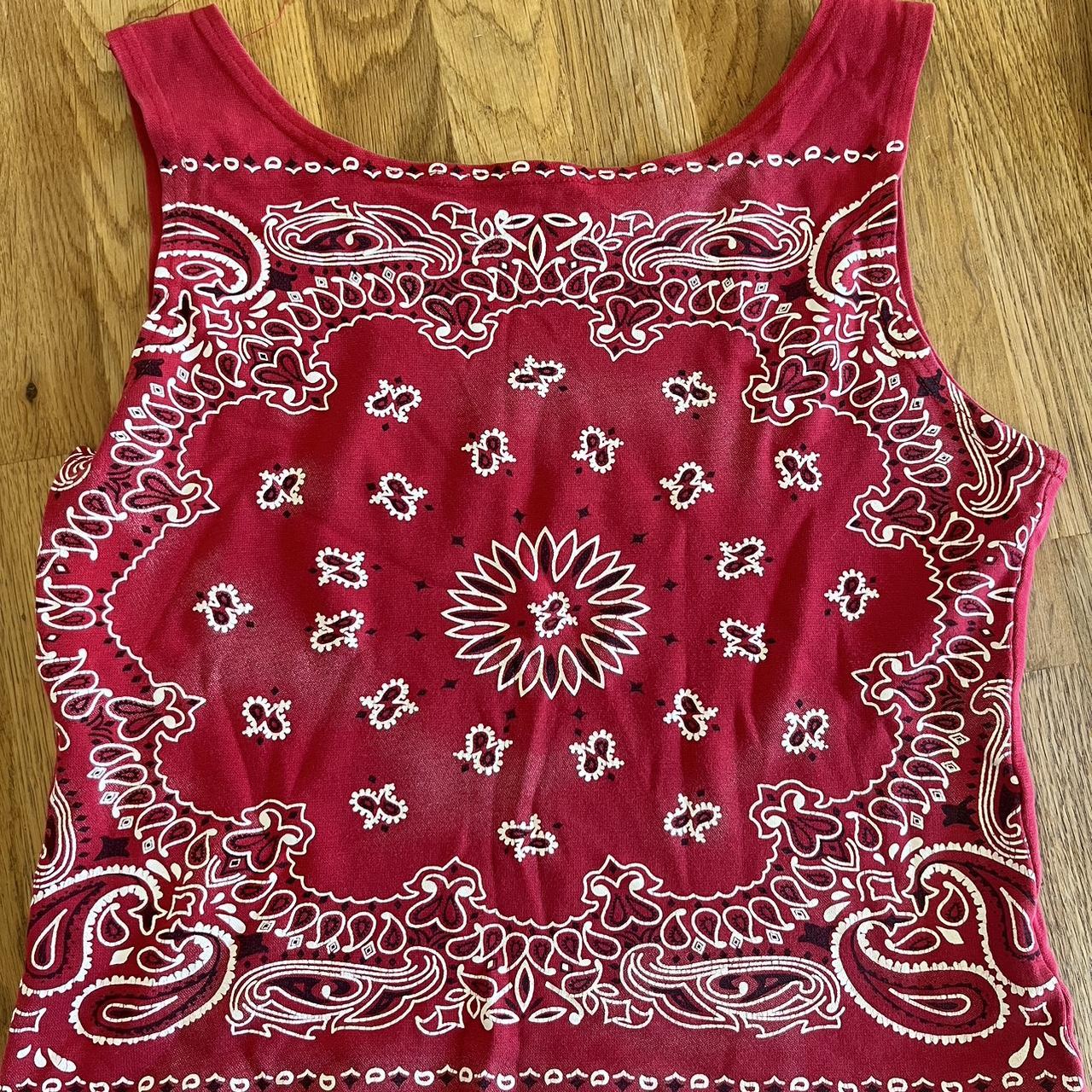 Vintage Energie Red Bandana top Tag says L, but I’m... Depop