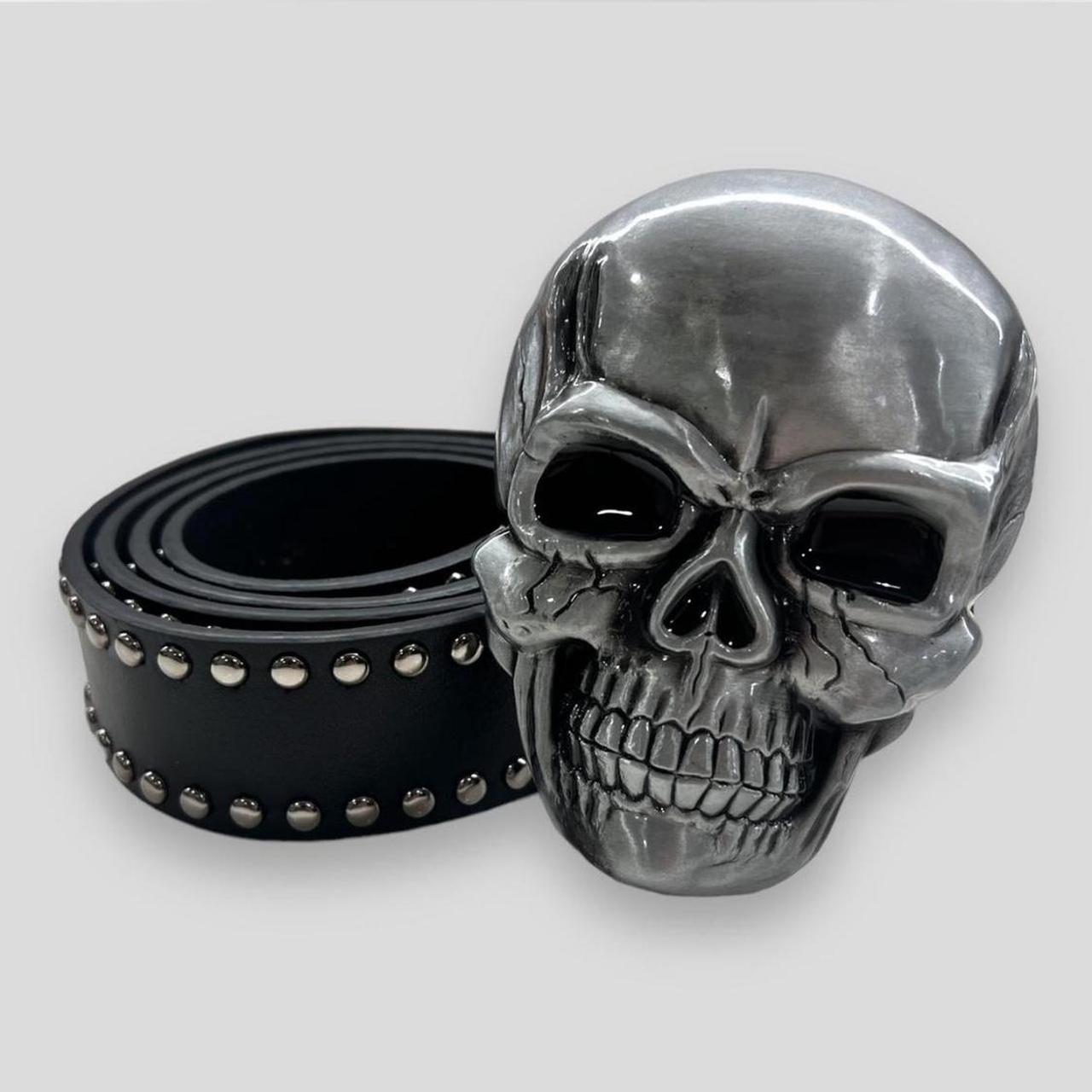 Y2K 2000s Style Skull Studded Belt 💀⚫️ Black / Grey