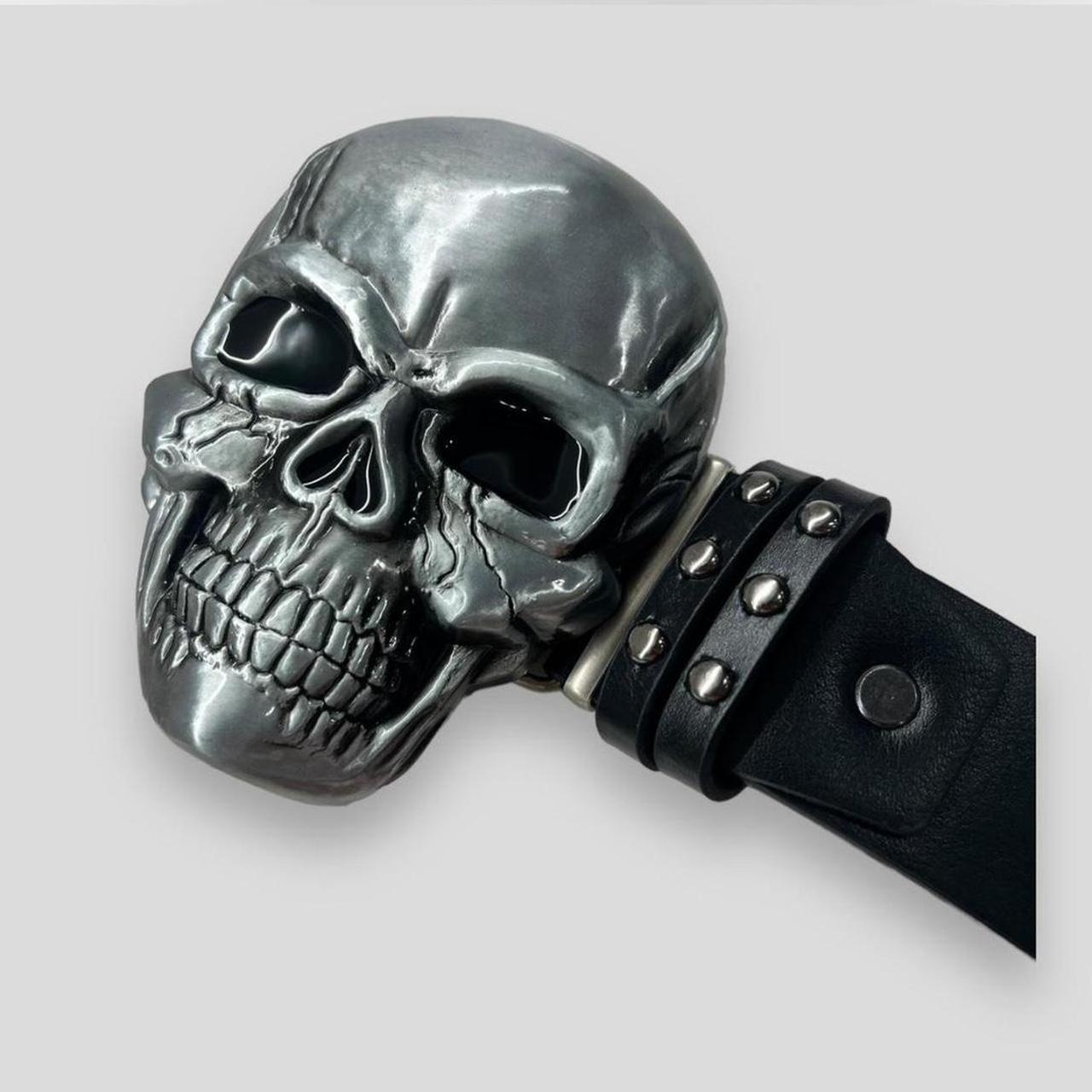 Y2K 2000s Style Skull Studded Belt 💀⚫️ Black / Grey