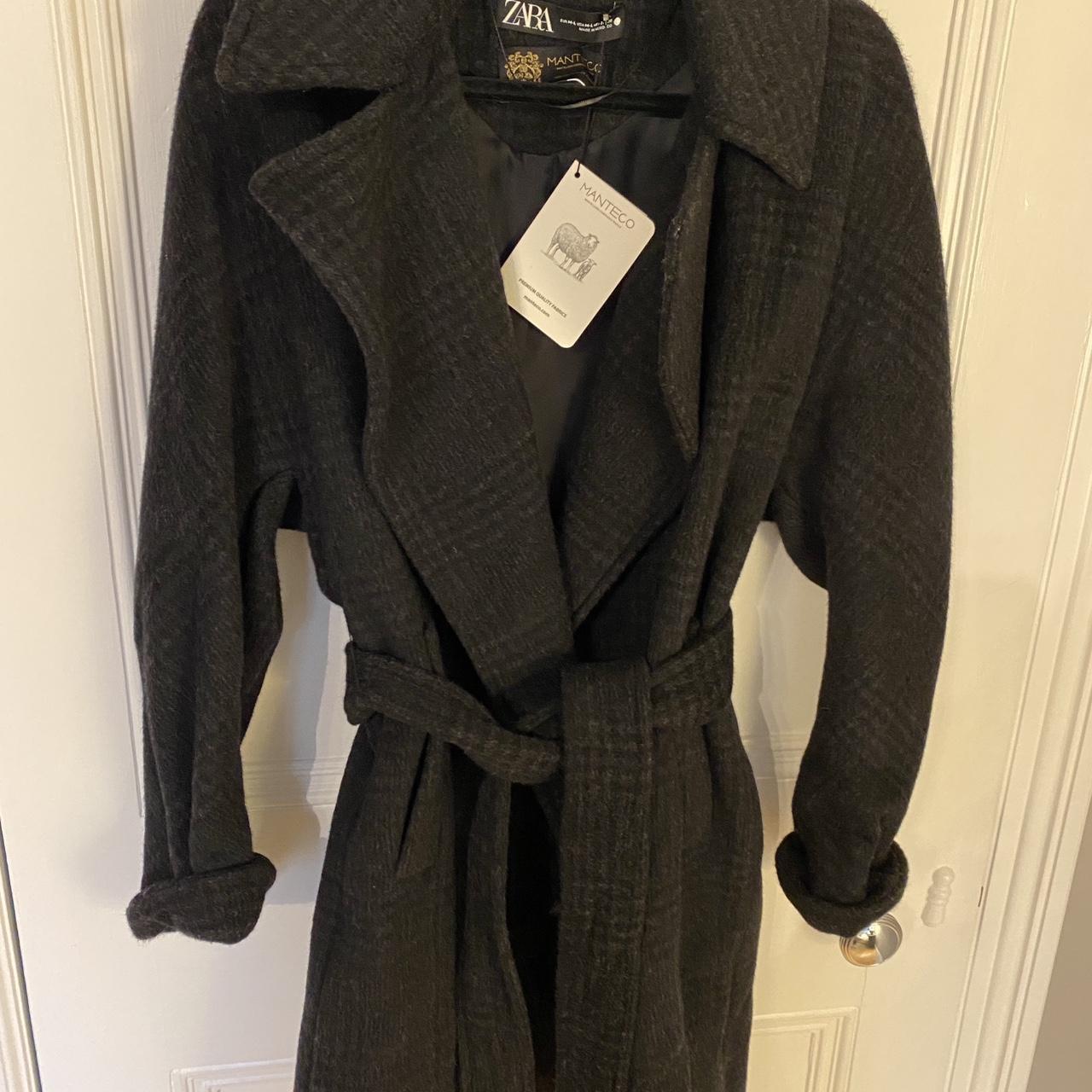 Zara Manteco Fabric Wool & Alpaca Blend Belted... - Depop