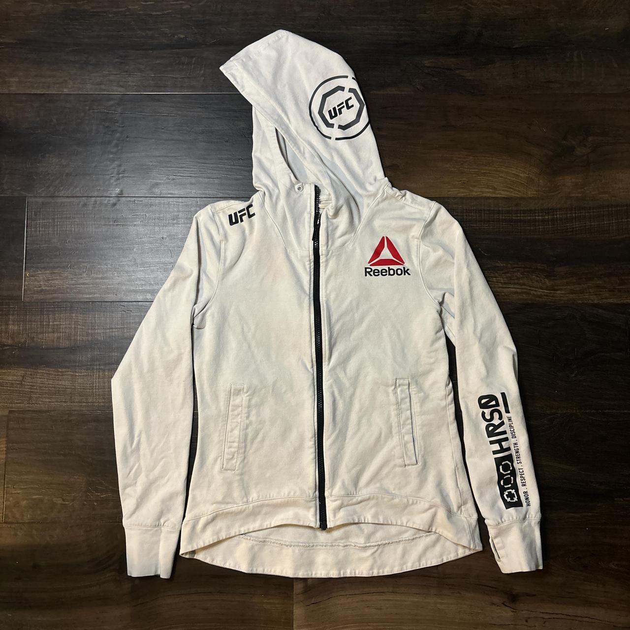 White Reebok UFC outerwear zip up jacket/hoodie Depop