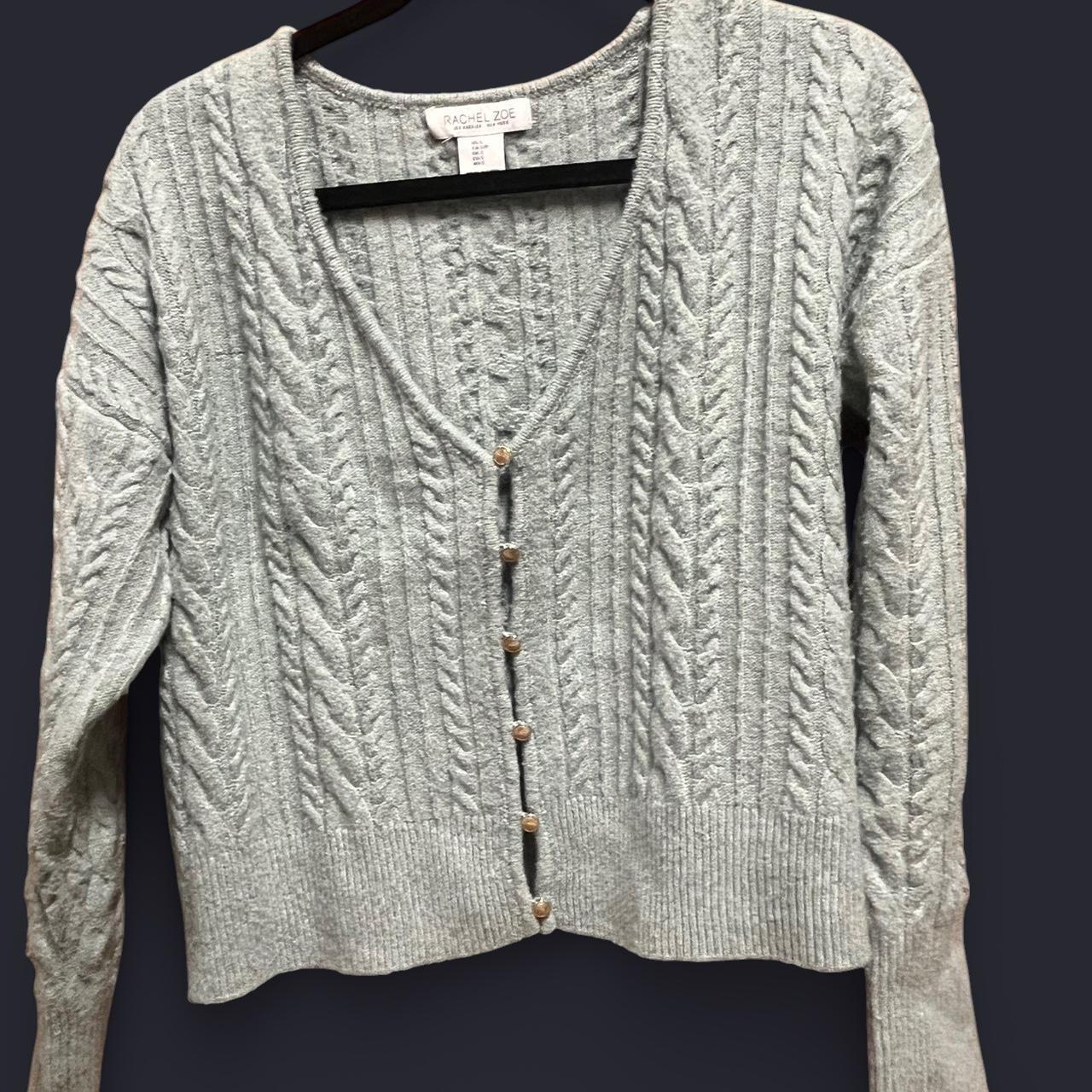Rachel Zoe Women's Cardigan Grey/Blue – light green cable