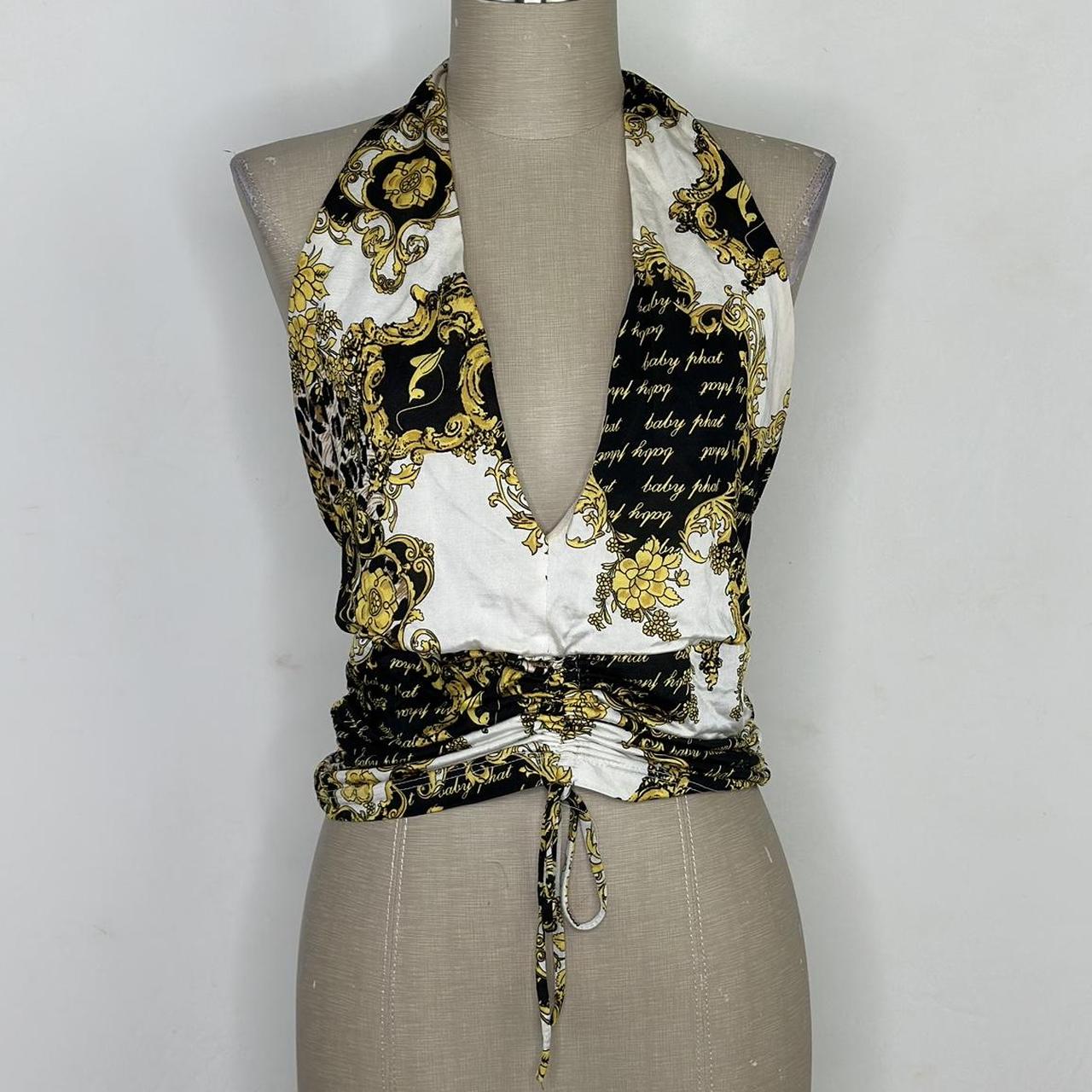 Women's Yellow and Gold Croptop Depop