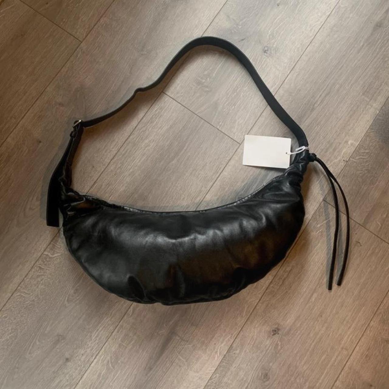 Black leather canopy crossbody COS bag Depop