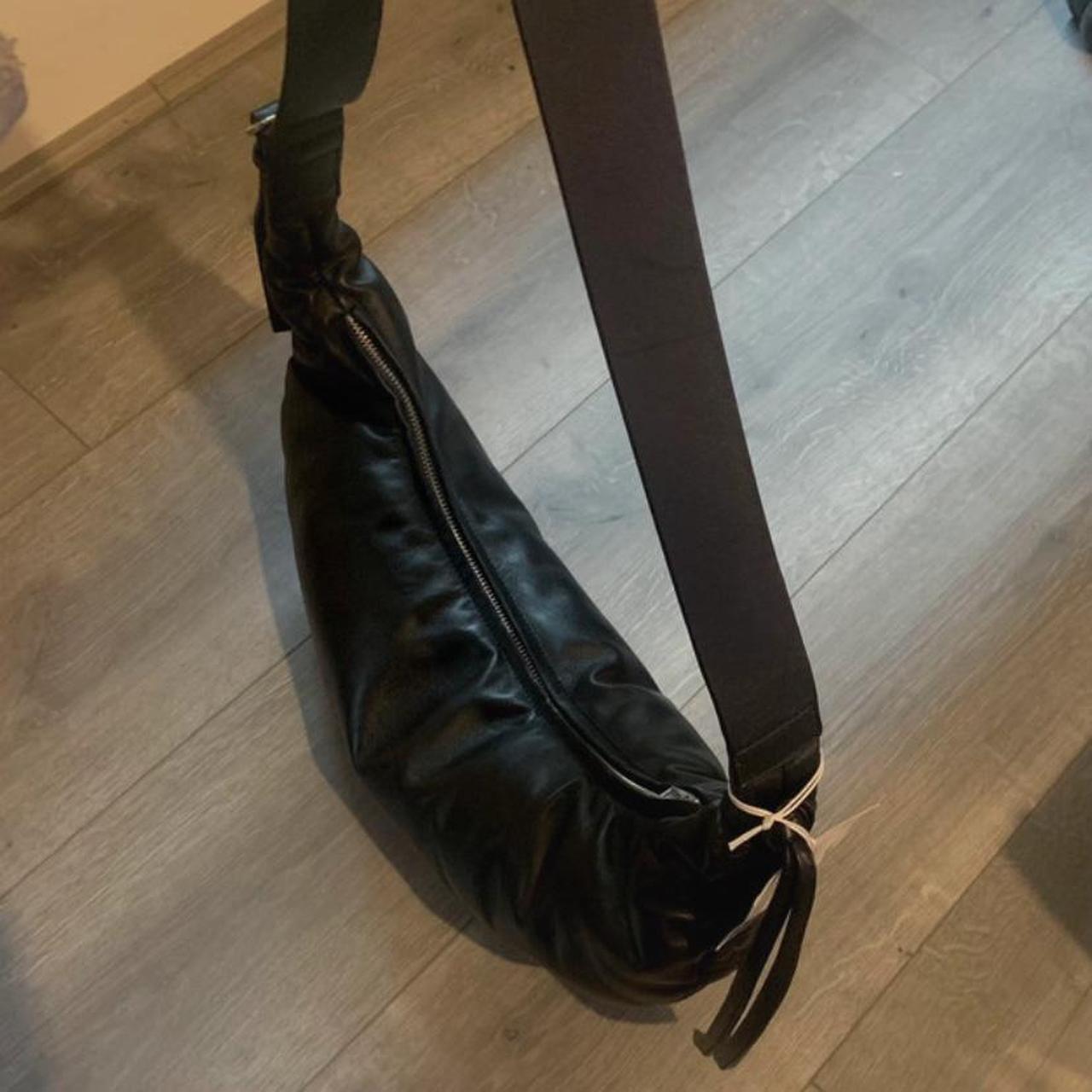 Black leather canopy crossbody COS bag Depop