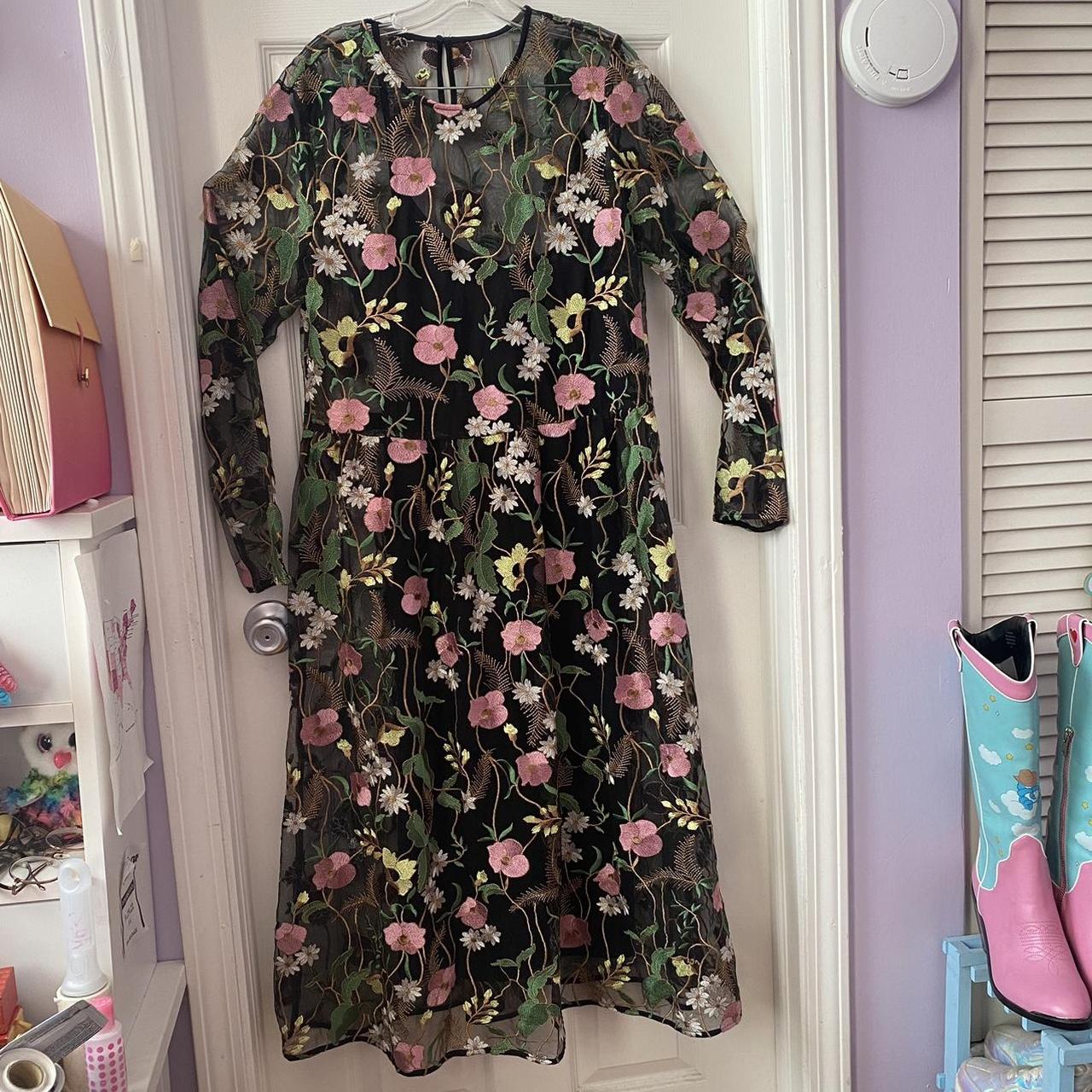 H&m floral clearance embroidered dress