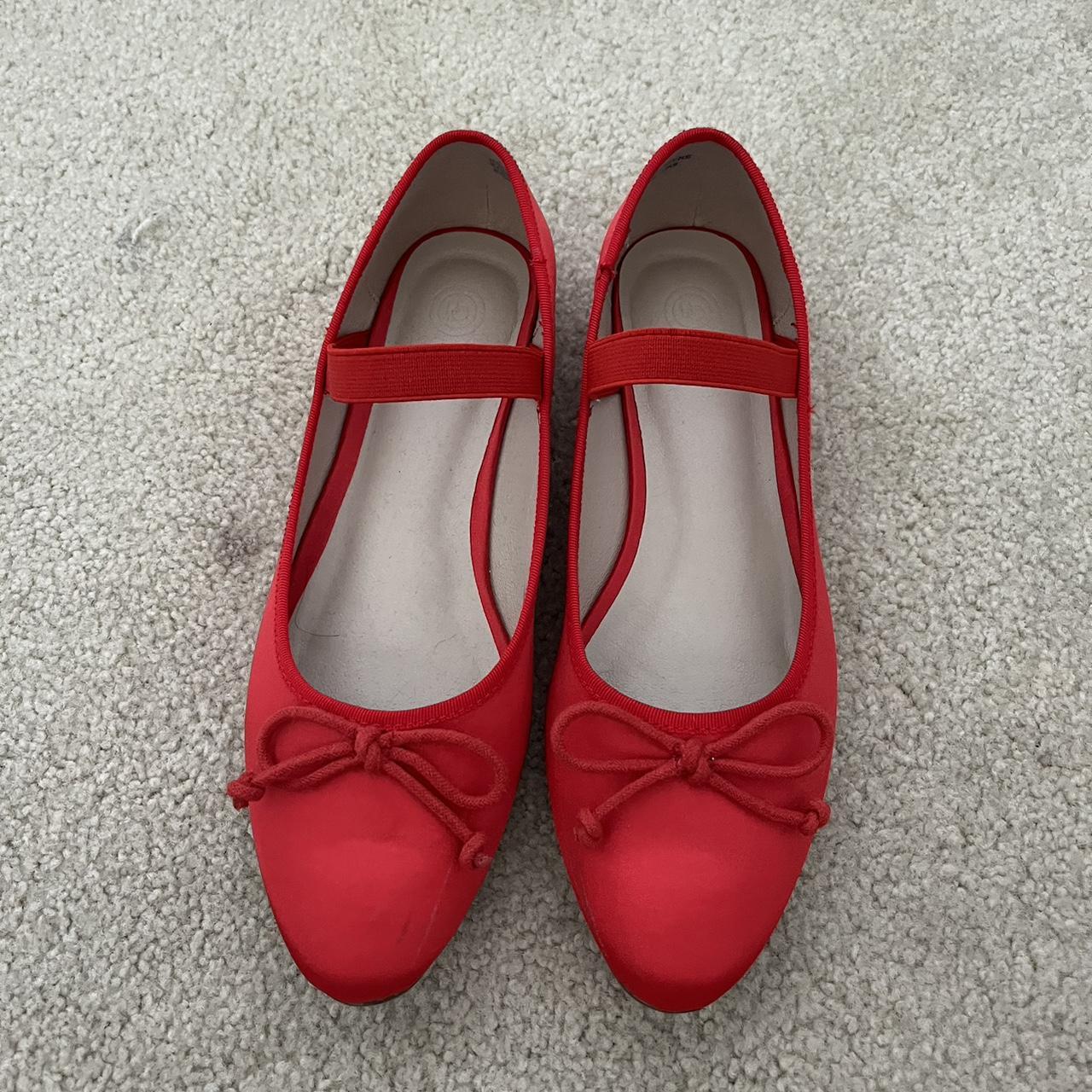 Urban Outfitters red satin ballet shoes. Only worn a... - Depop