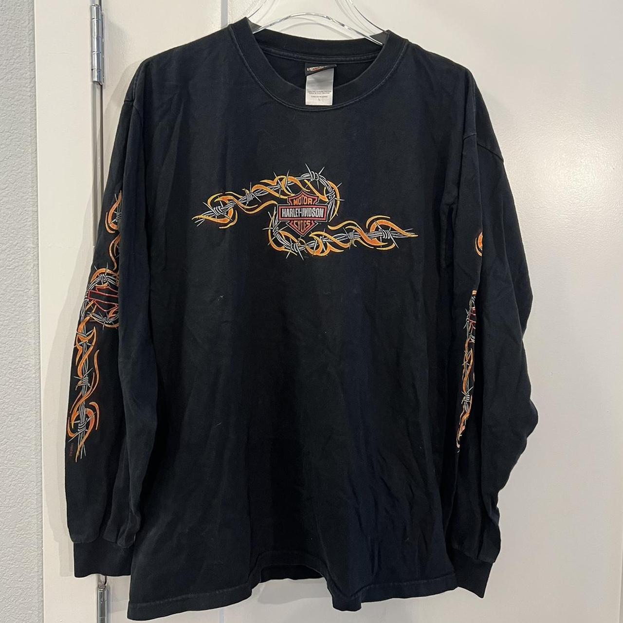 トップス HARLEY-DAVIDSON Flame Pattern L/S Tee Harley Davidson Flame Long Sleeve T-Shirt | Depop