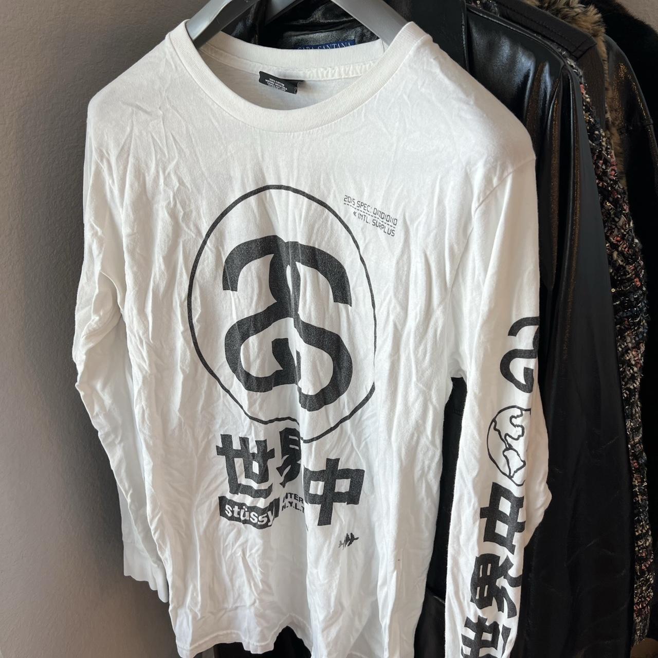 stussy black and white long sleeve