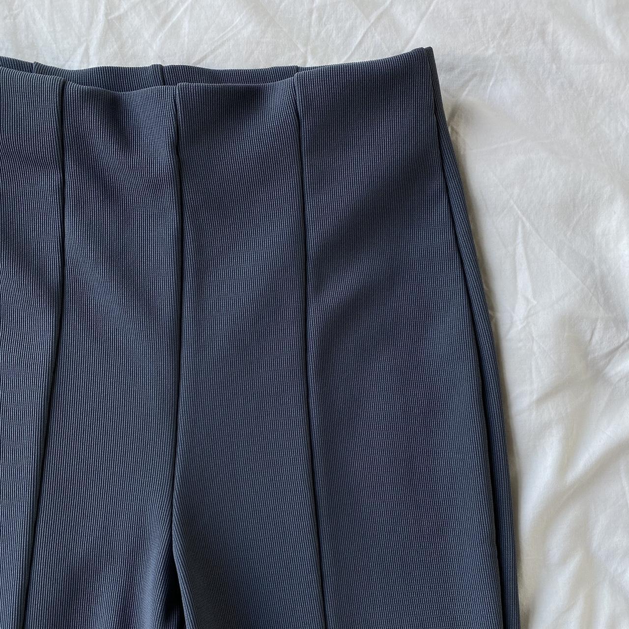 Zara Women's Grey and Blue Leggings Depop