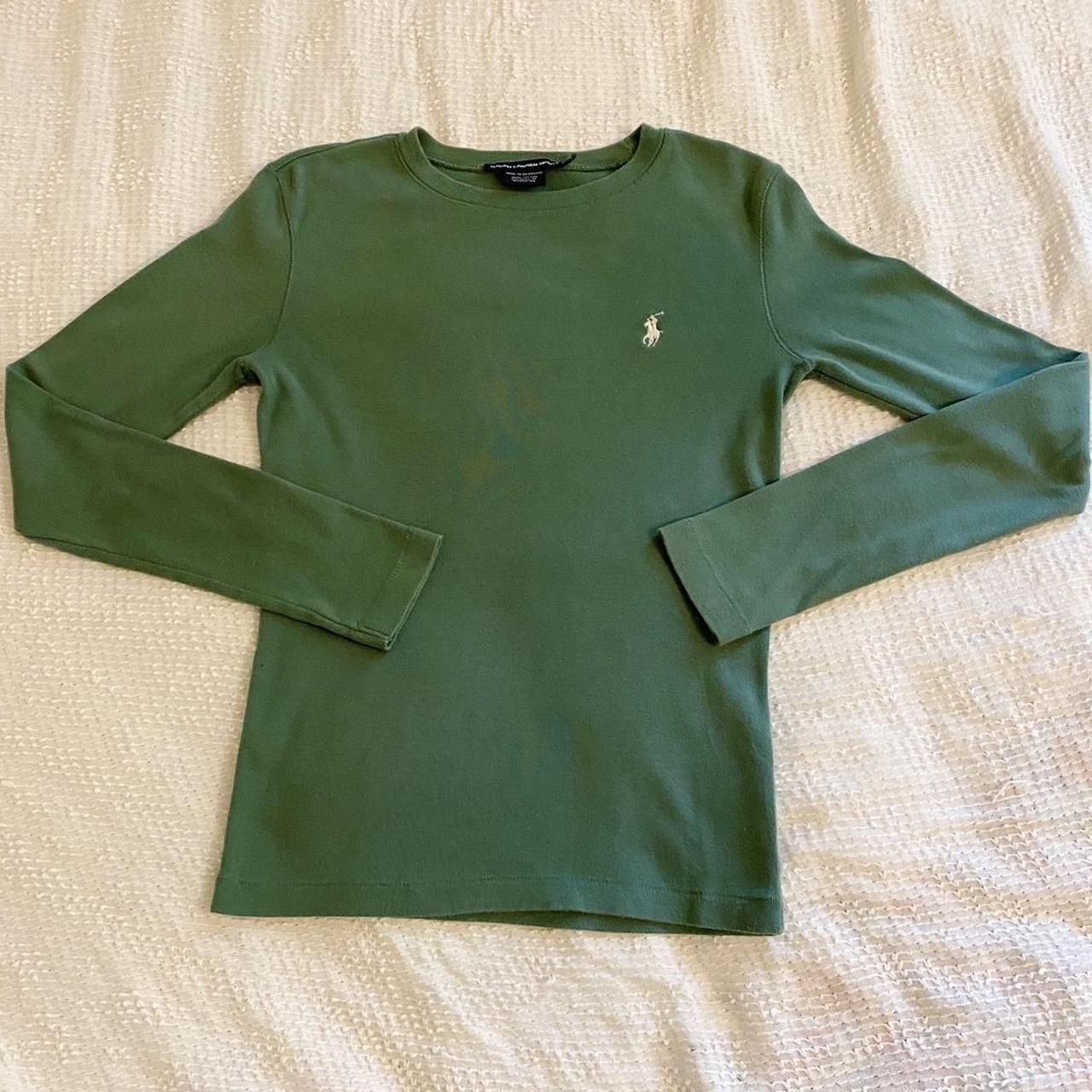 Cute dark sage green fitted Ralph Lauren Sport... - Depop