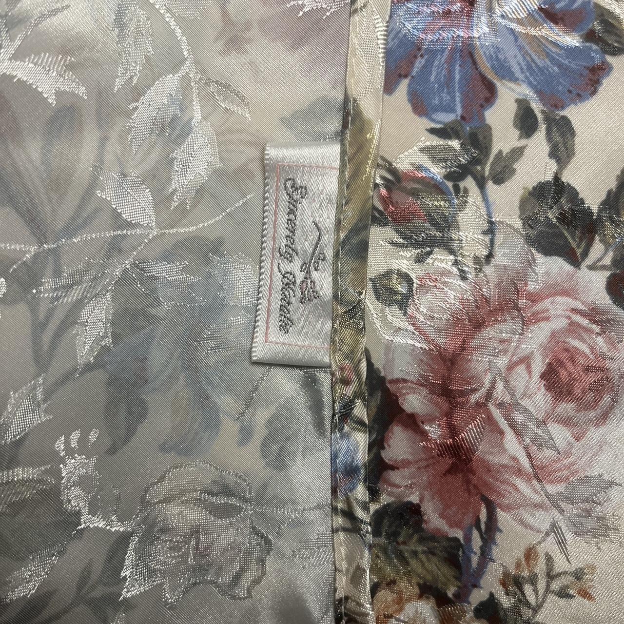 White silk floral slip dress with adjustable straps... Depop