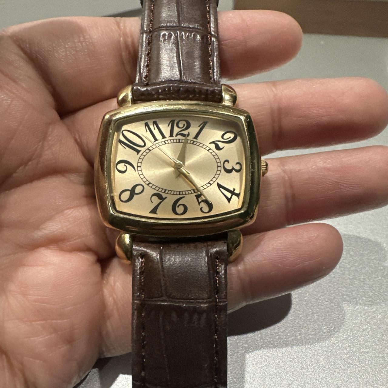 Women's Watch - Brown/Gold – Working Women's 37mm Brown Rectangle Watch Buckle …