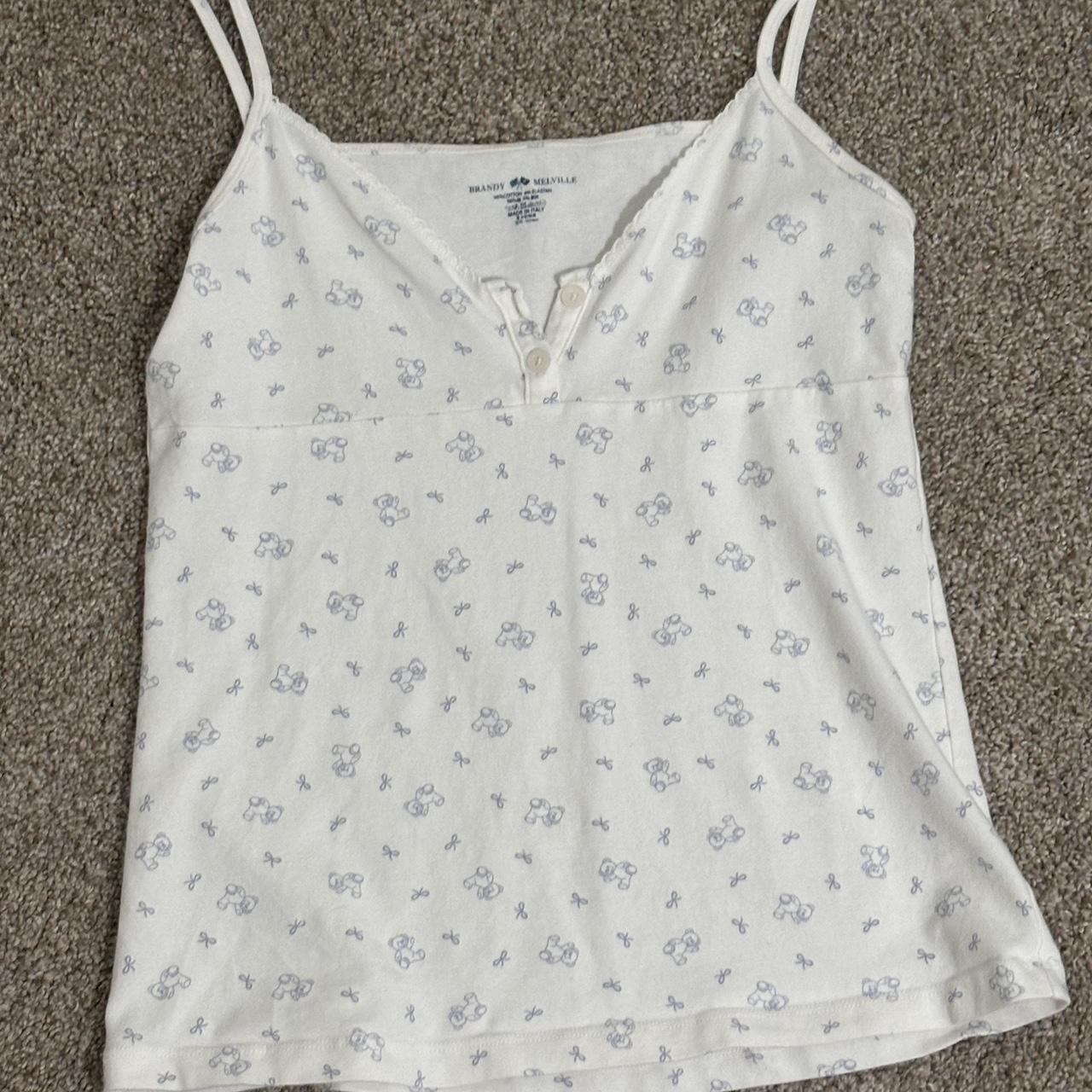 brandy melville teddy bear white and blue pj set... Depop