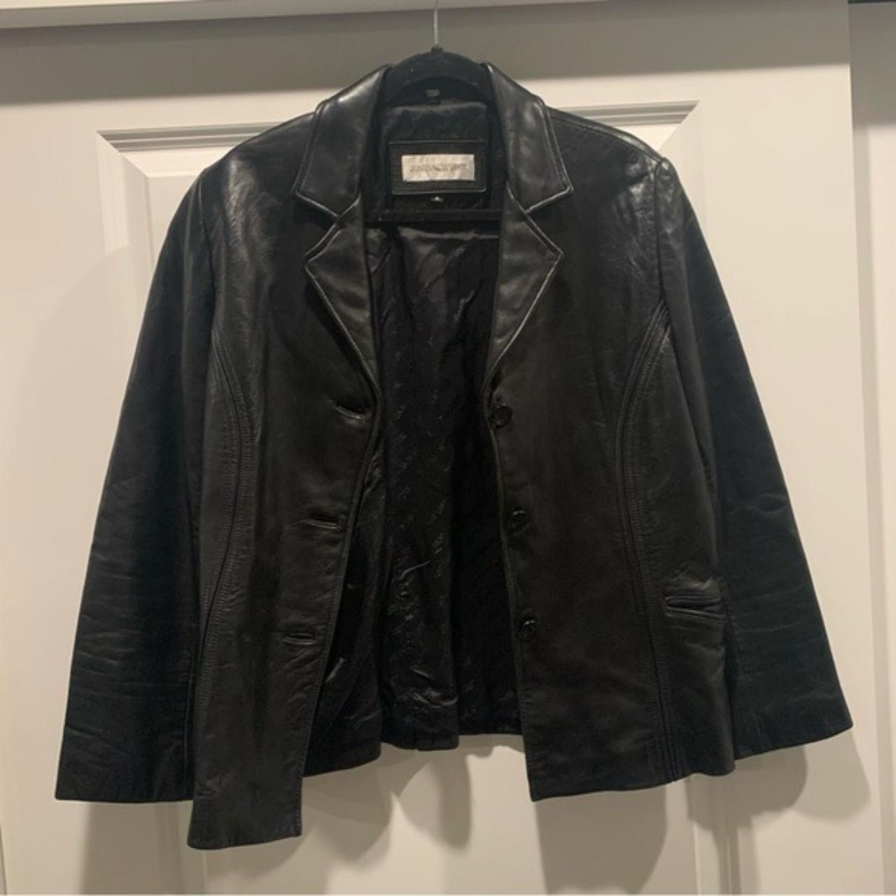 Vintage jones New York leather jacket size m quiet... - Depop