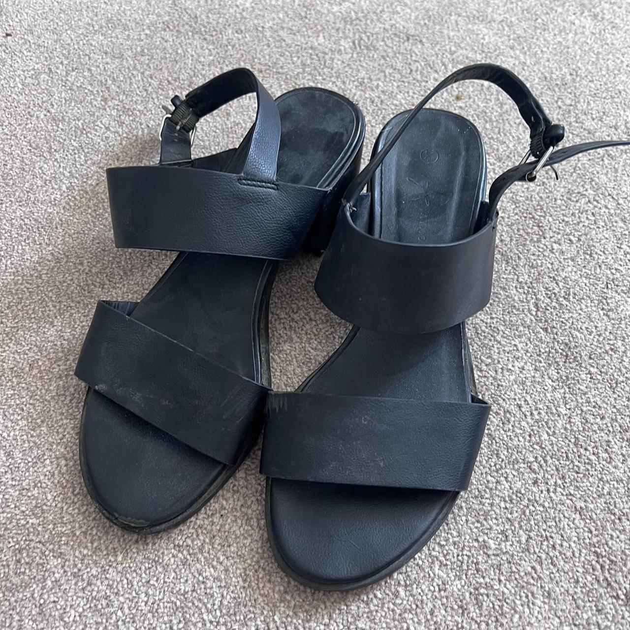 Primark black strappy mid heel sandals Size 5 Worn... - Depop