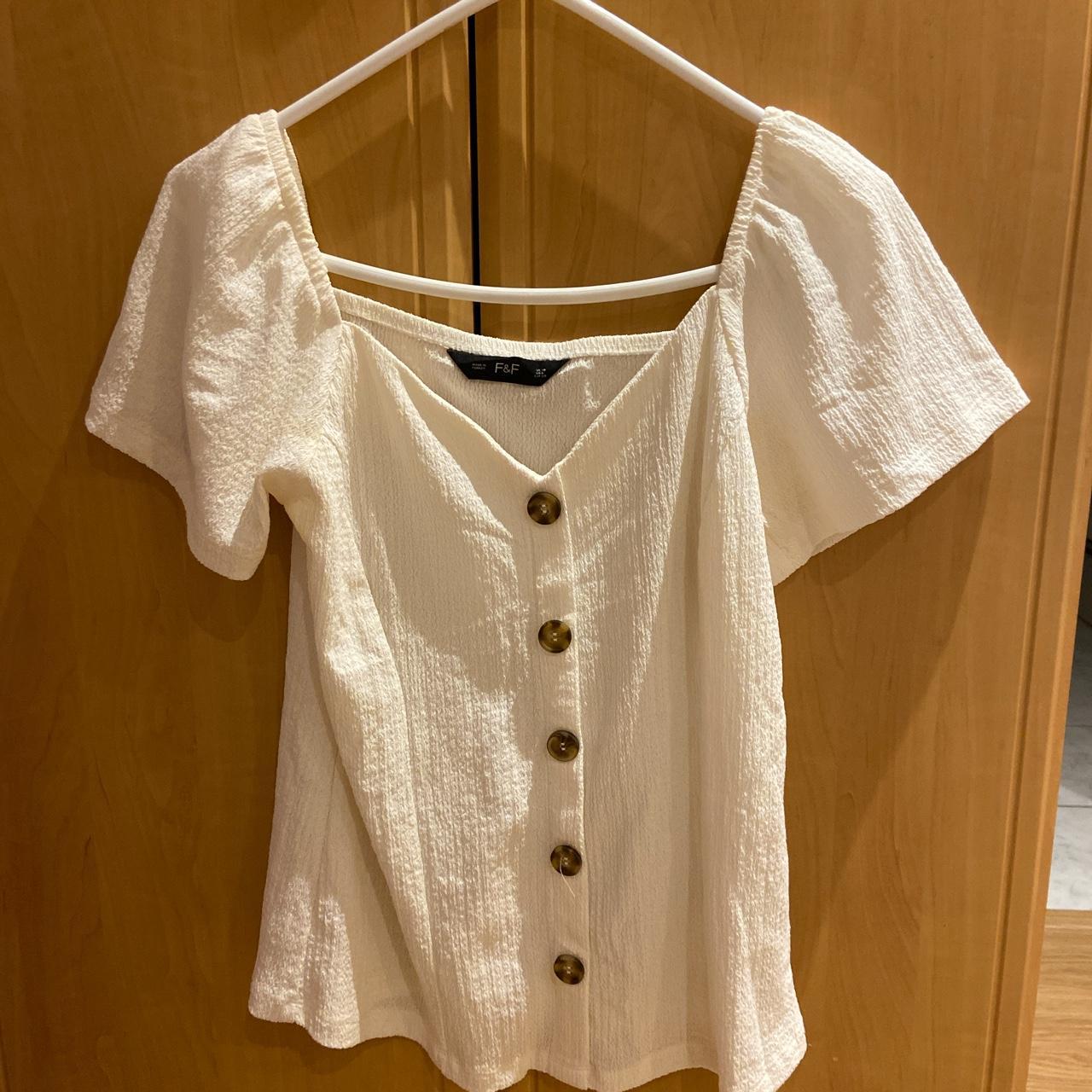 F&F Women's Cream and White Blouse | Depop