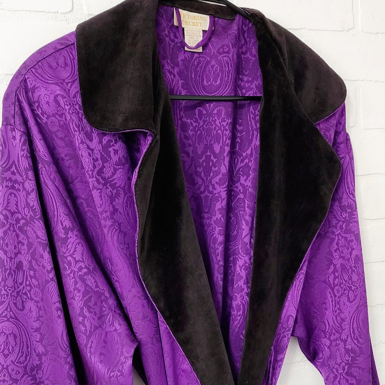 Victoria's Secret Women's Purple and Black Robe Depop