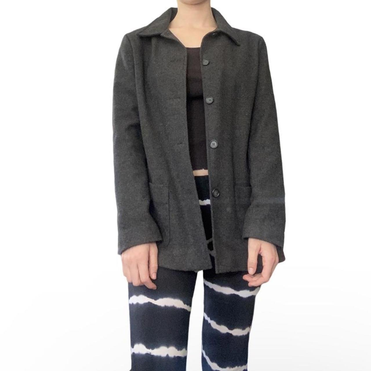 dark gray buttondown pea coat, petticoat. Vintage... Depop