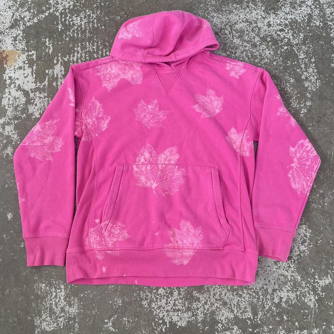 pink hoodie with hand pressed