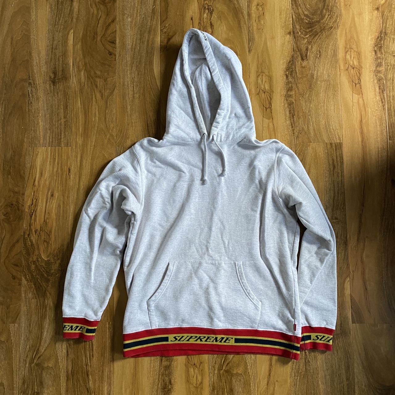 Supreme striped hooded outlet crewneck