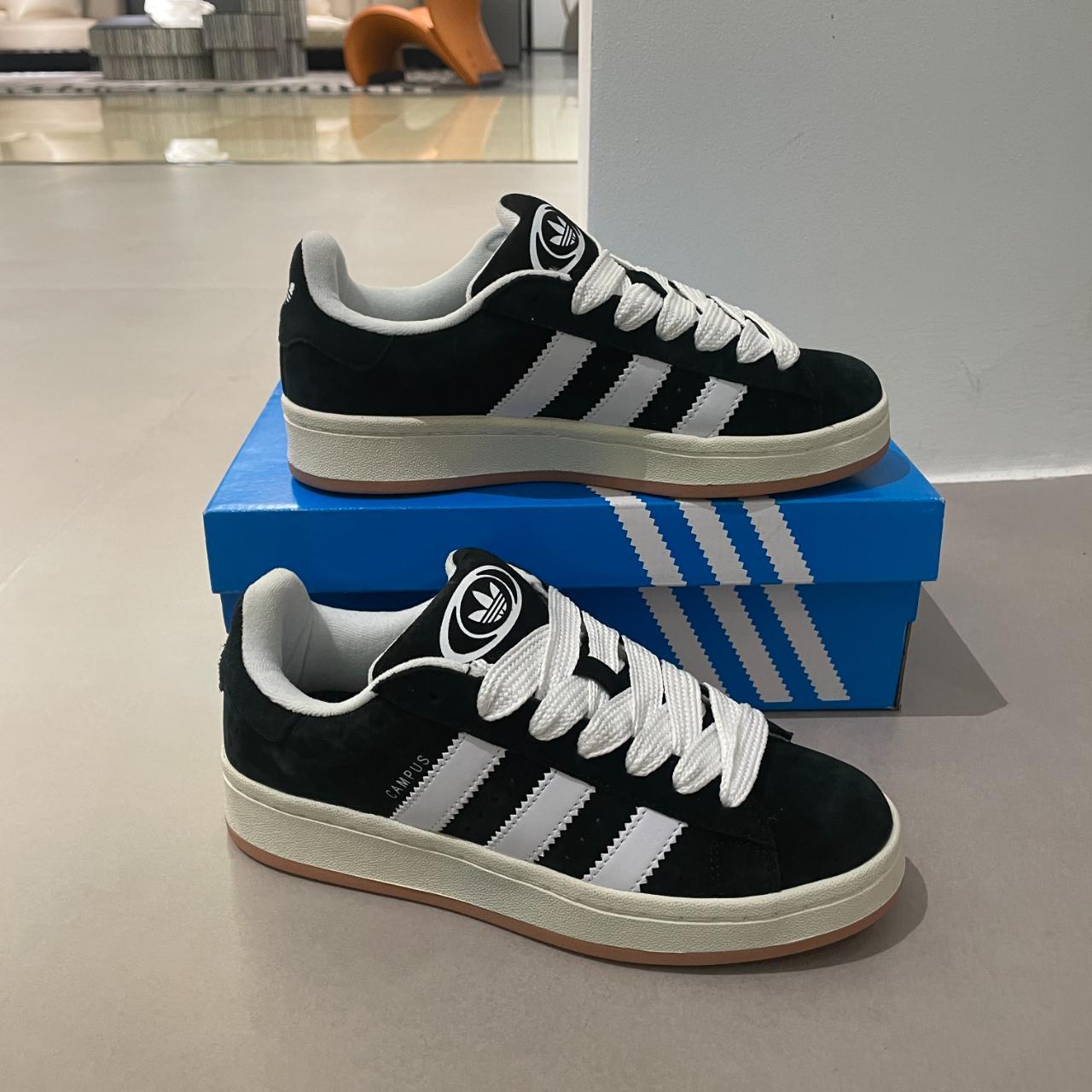 Black 00s Adidas campus DEADSTOCK Size 4 #adidas | Depop