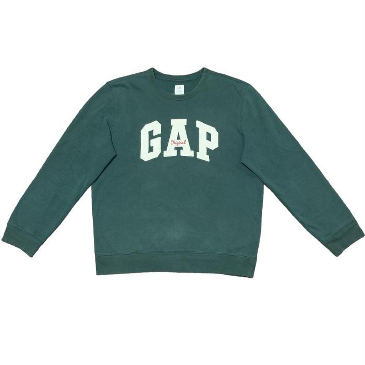 Gap Women's Green and White Sweatshirt Depop
