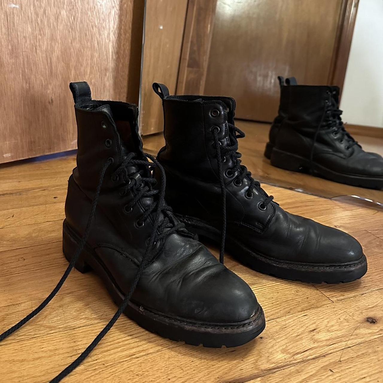 Soft leather black Frye lace up combat boots. Size... - Depop