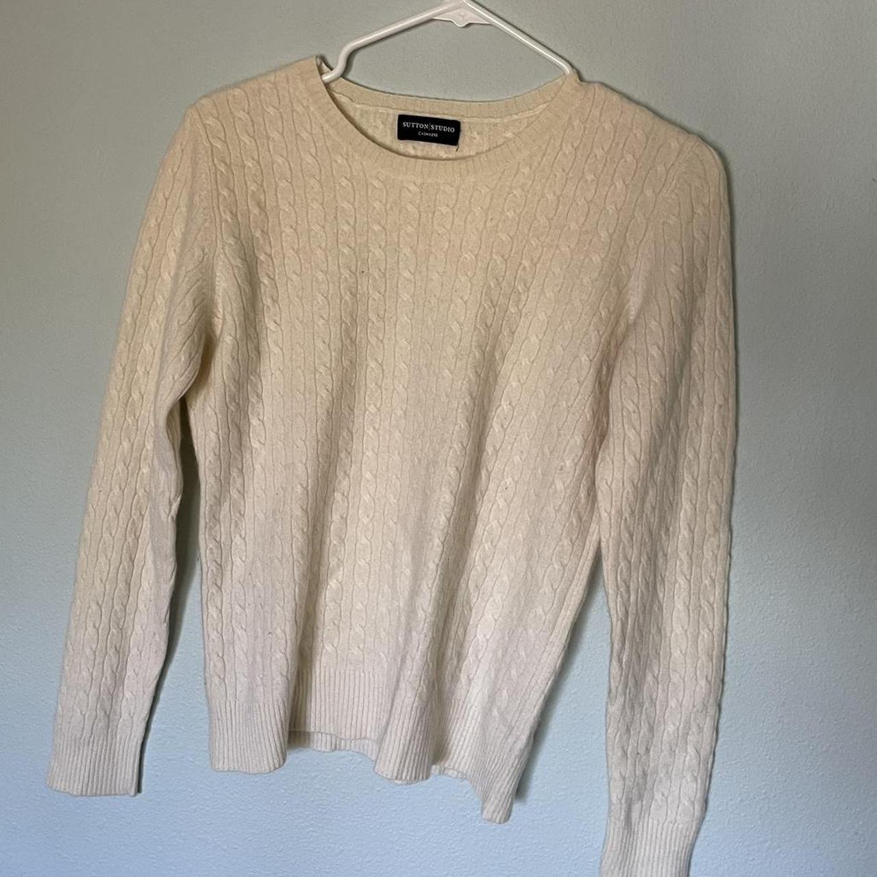 really lovely sutton studio cream cashmere cabled... - Depop