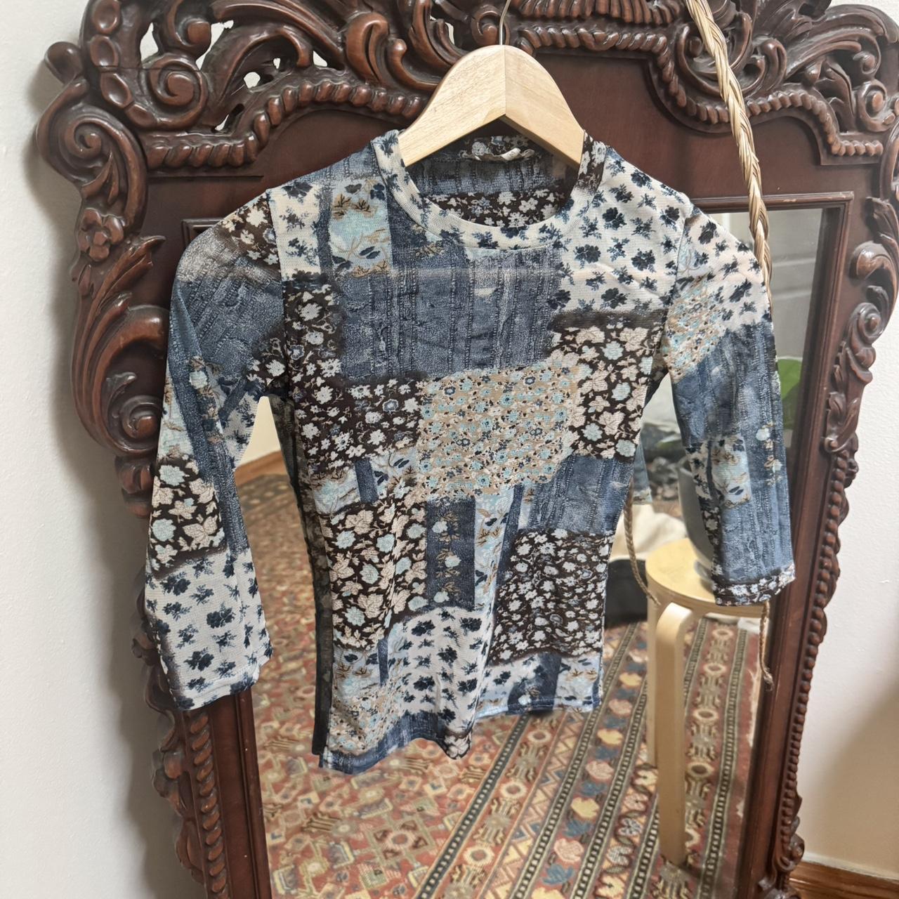 Women's Crop top - Blue/Multi - S – Y2K patchwork… - image 1