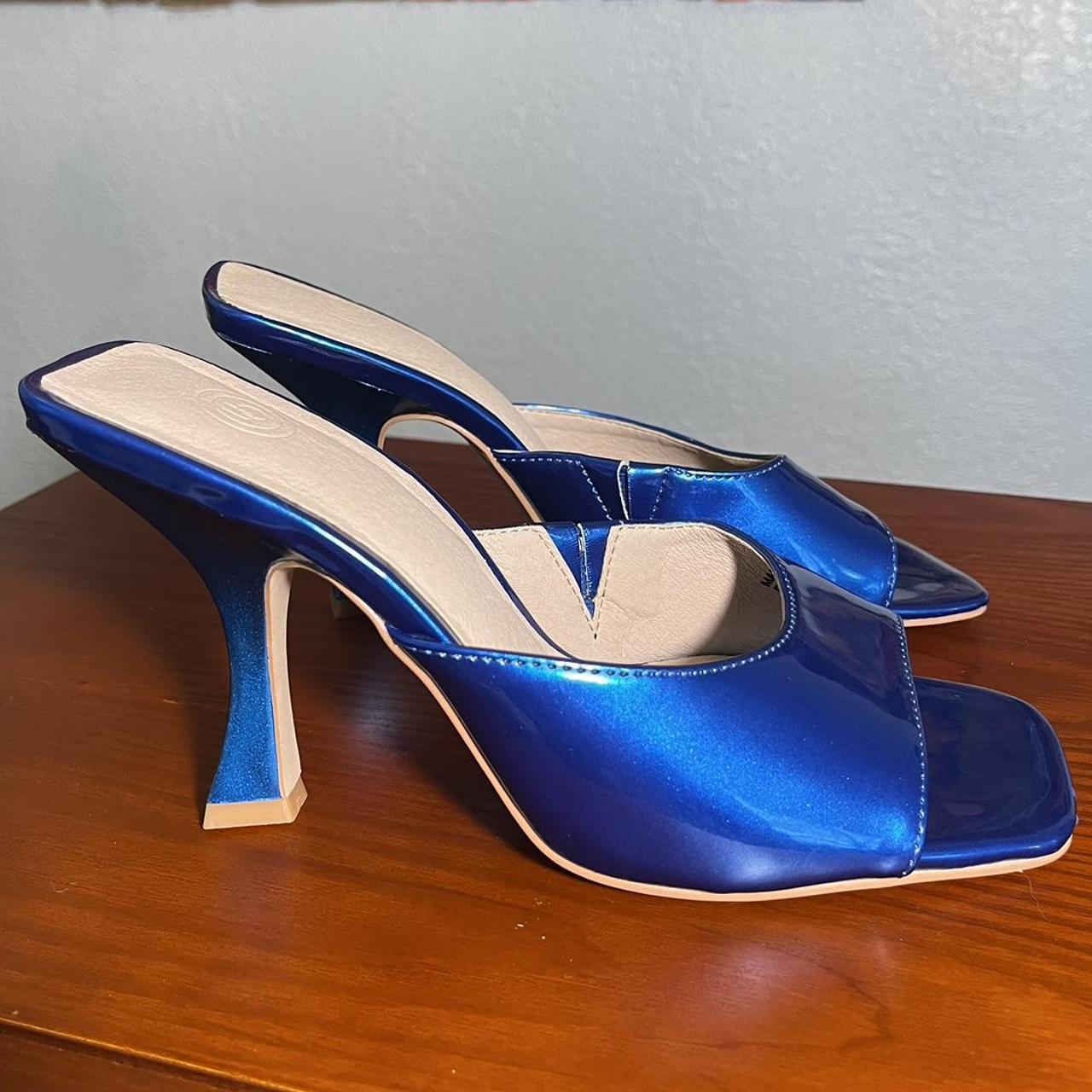 metallic blue heels