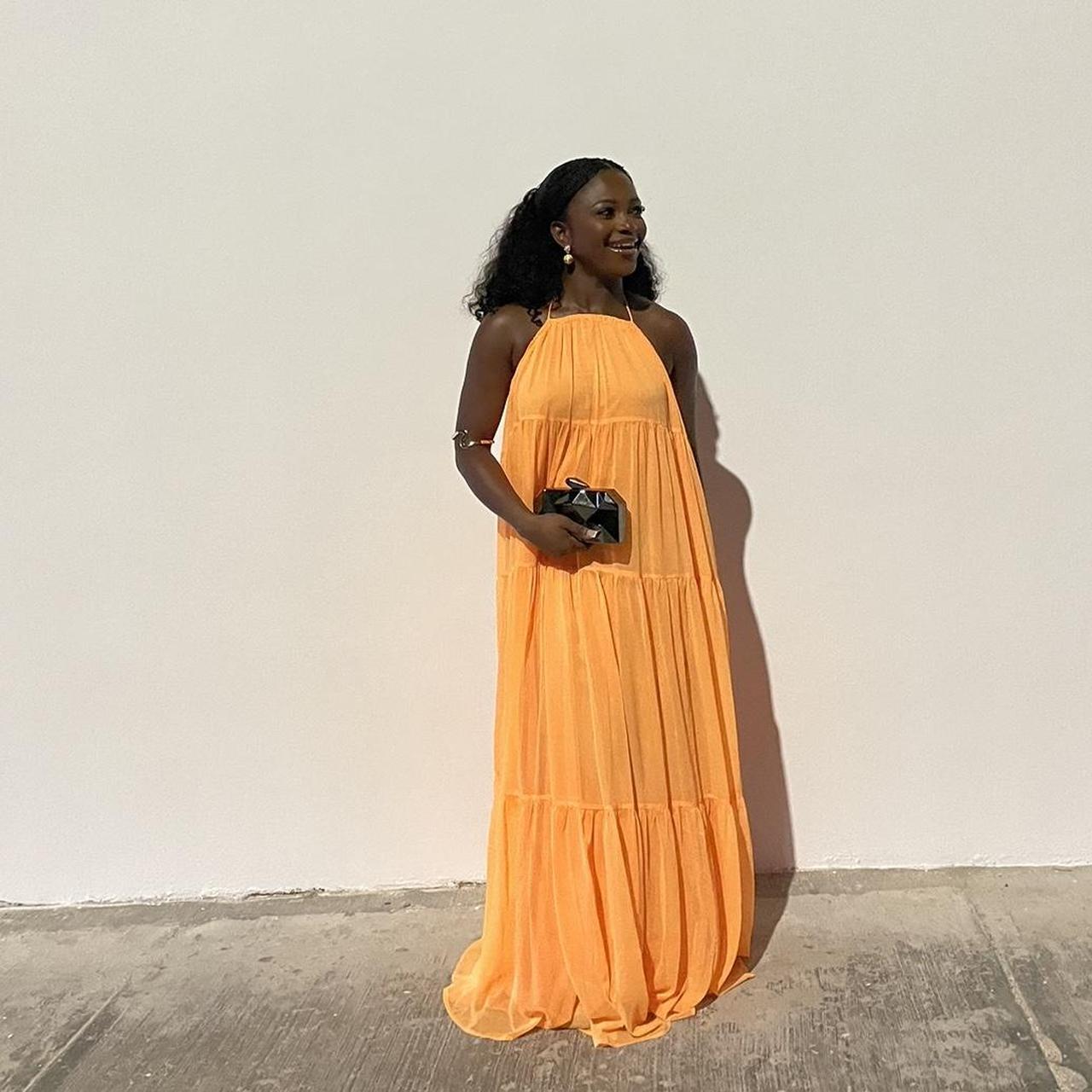 Asos Orange flowy maxi dress perfect for summer. Depop