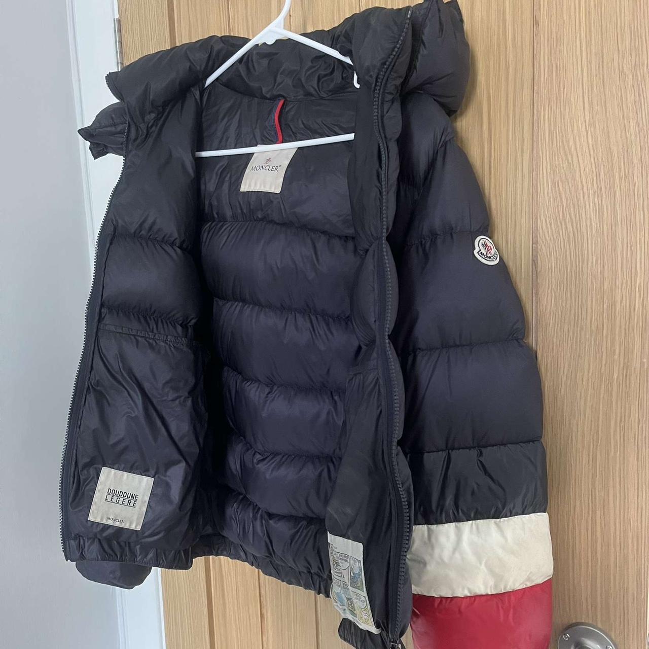 Moncler willm Tricolour stripe down puffed... - Depop