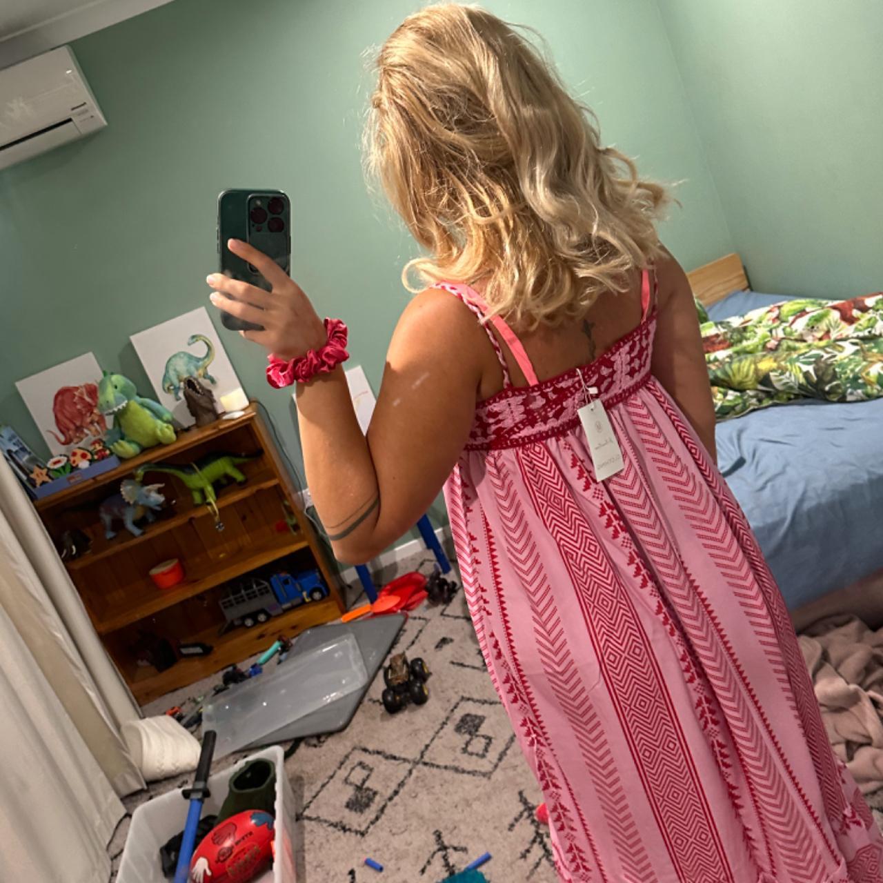 Pink long dress urban Depop