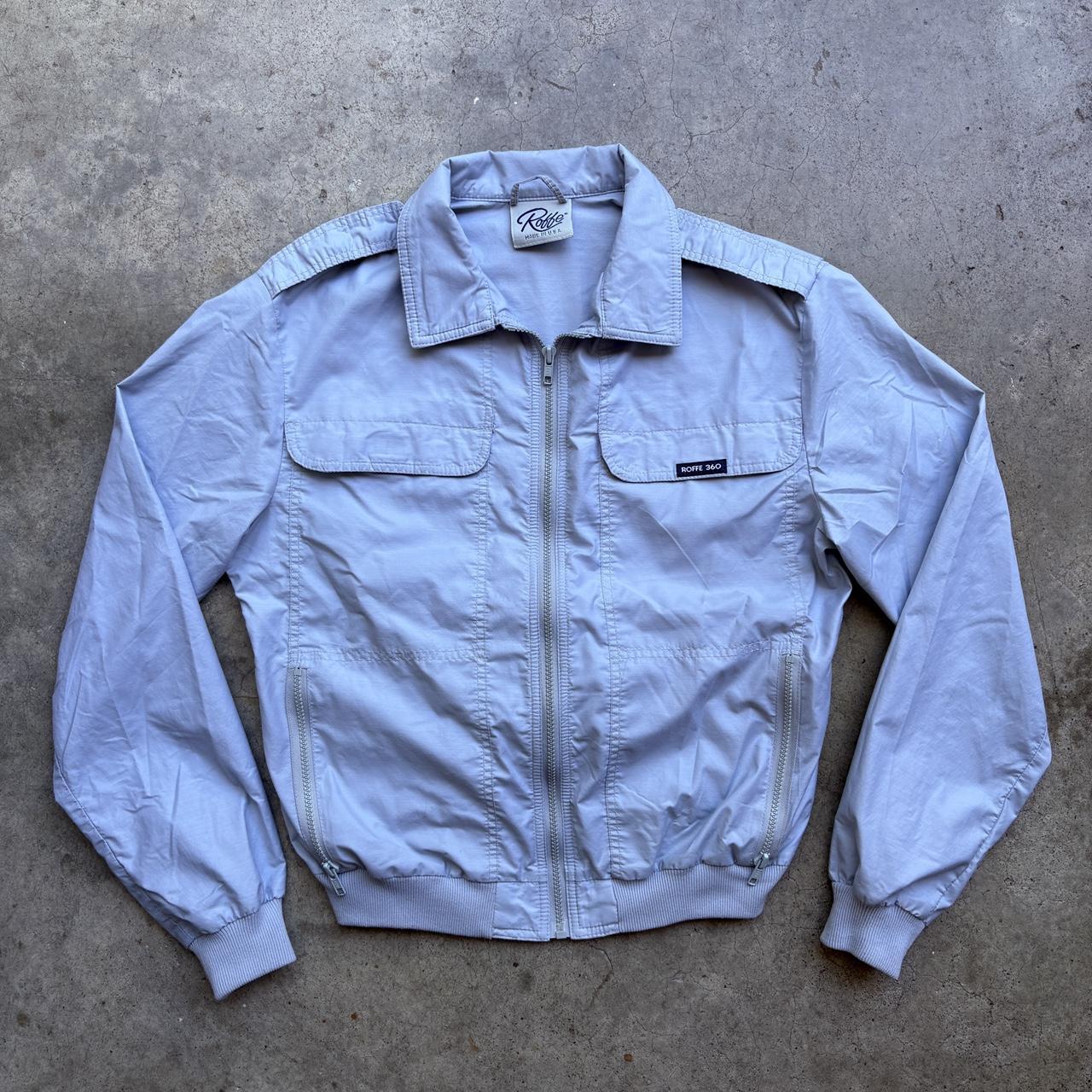Vintage light blue 80s 90s Roffe bomber jacket with... | Depop