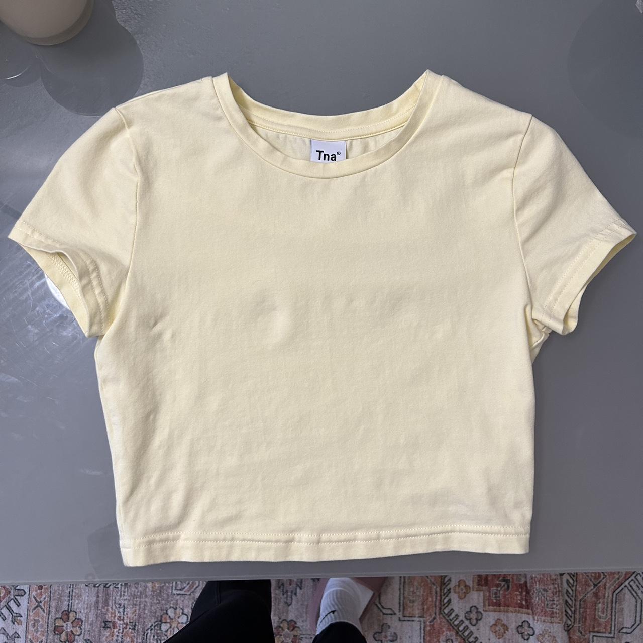 Aritzia TNA pale yellow crop top - Depop