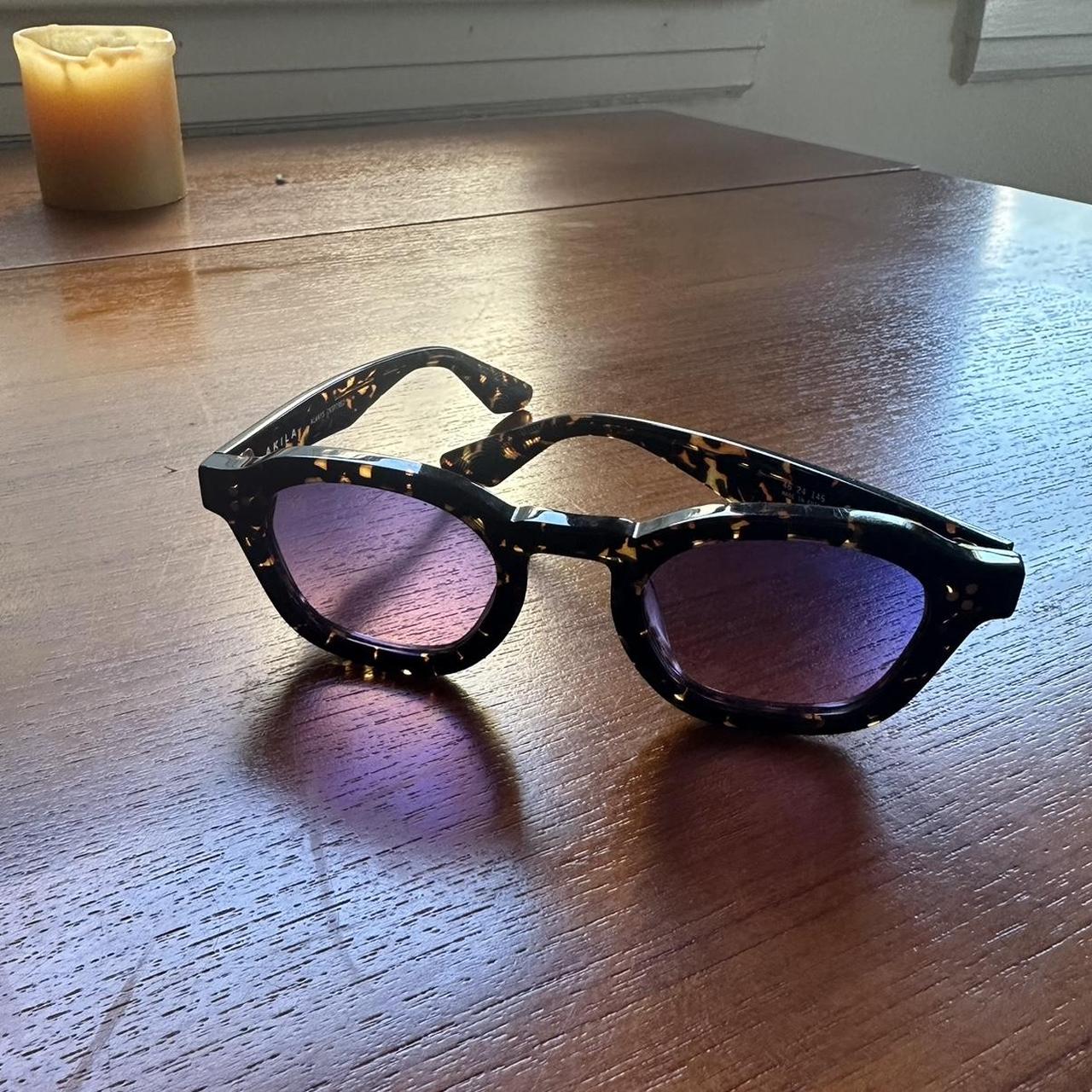 Akila tortoise shell sunglasses with black/violet... - Depop
