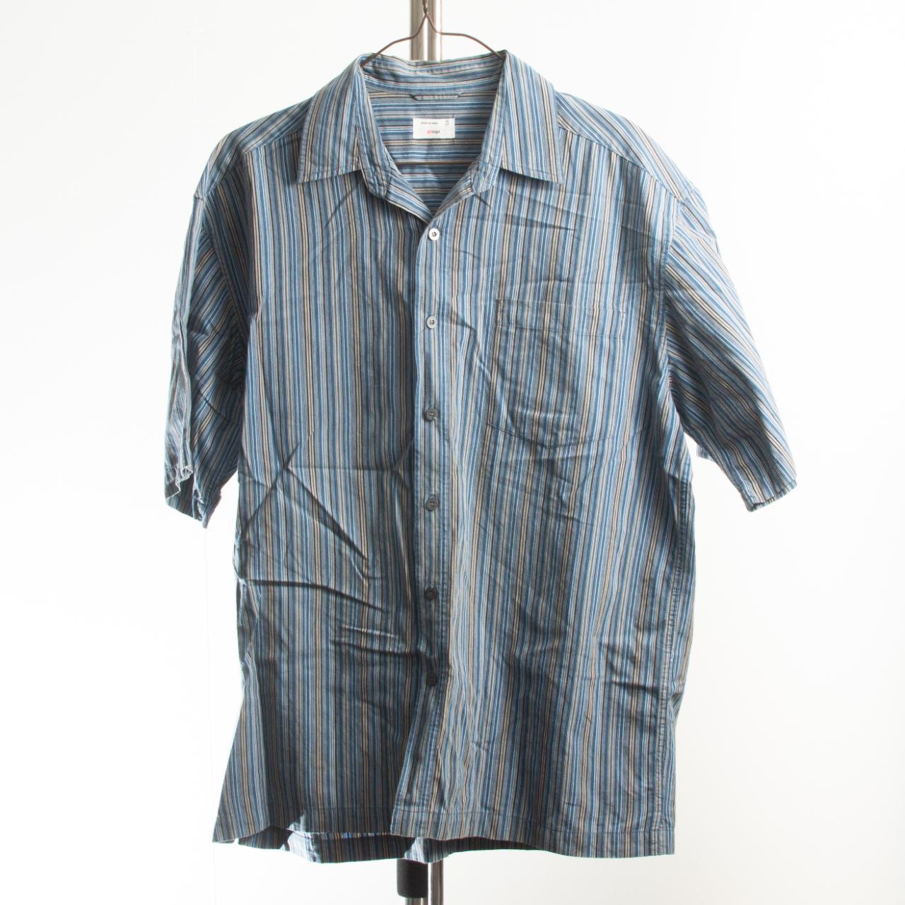 Target Men's Blue and Grey Shirt Depop