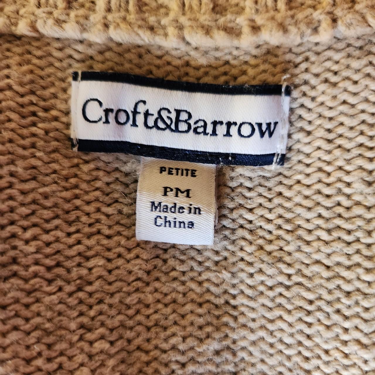 Croft & Barrow light tan and crimson red zip-up knit... - Depop