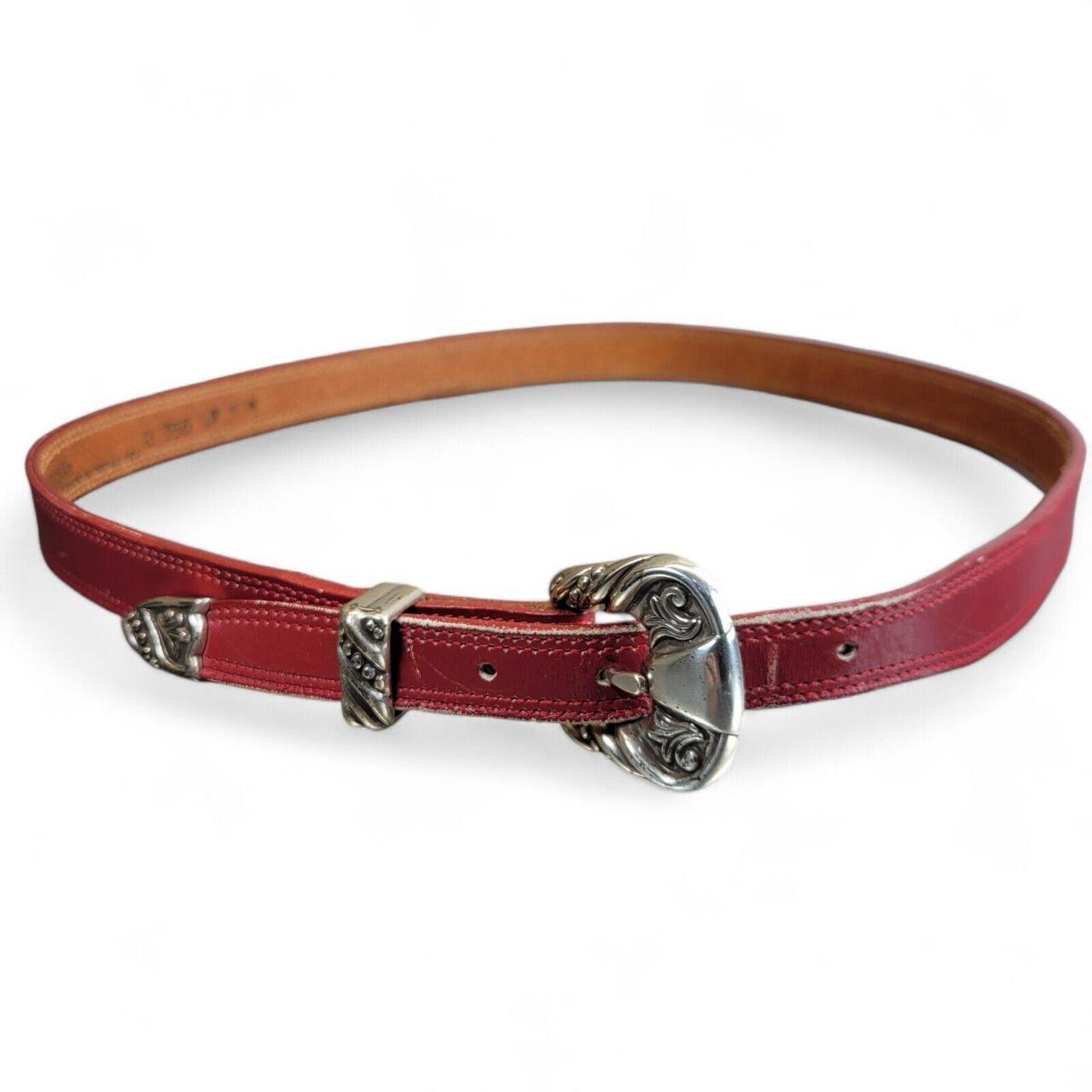 Nocona Leather Western Belt Womens Size 36 Long Red... Depop