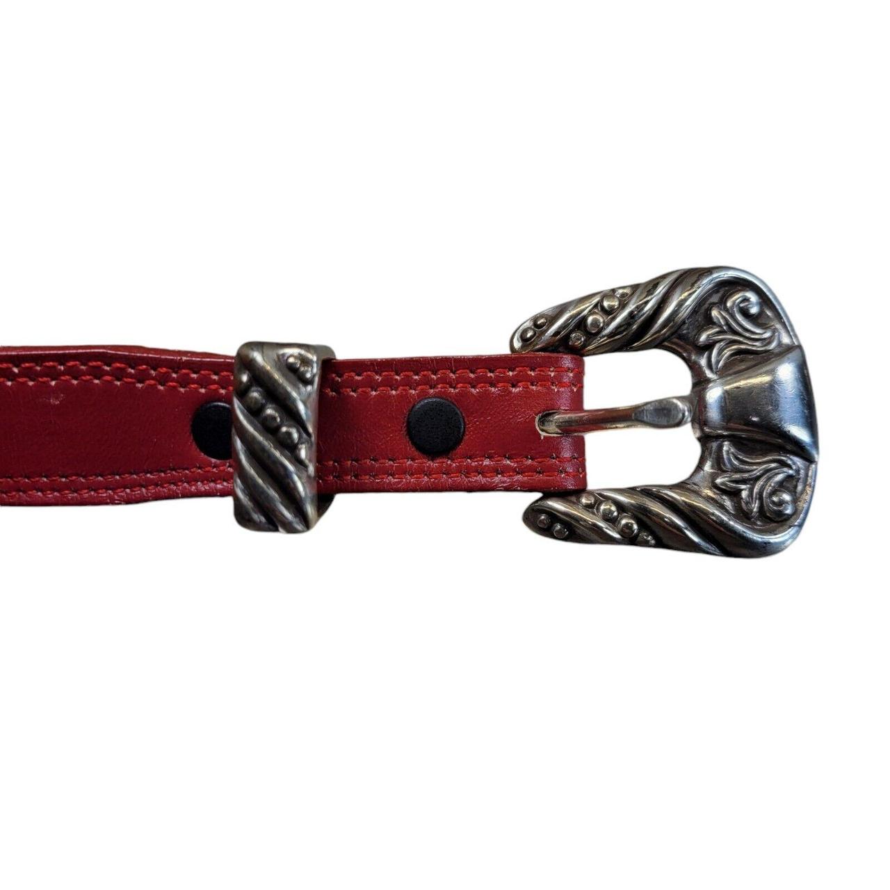 Nocona Leather Western Belt Womens Size 36 Long Red... Depop