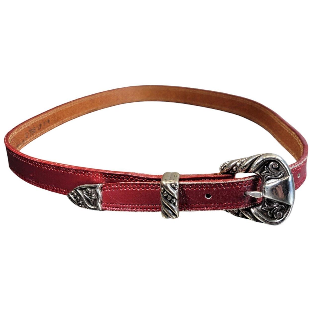 Nocona Leather Western Belt Womens Size 36 Long Red... Depop