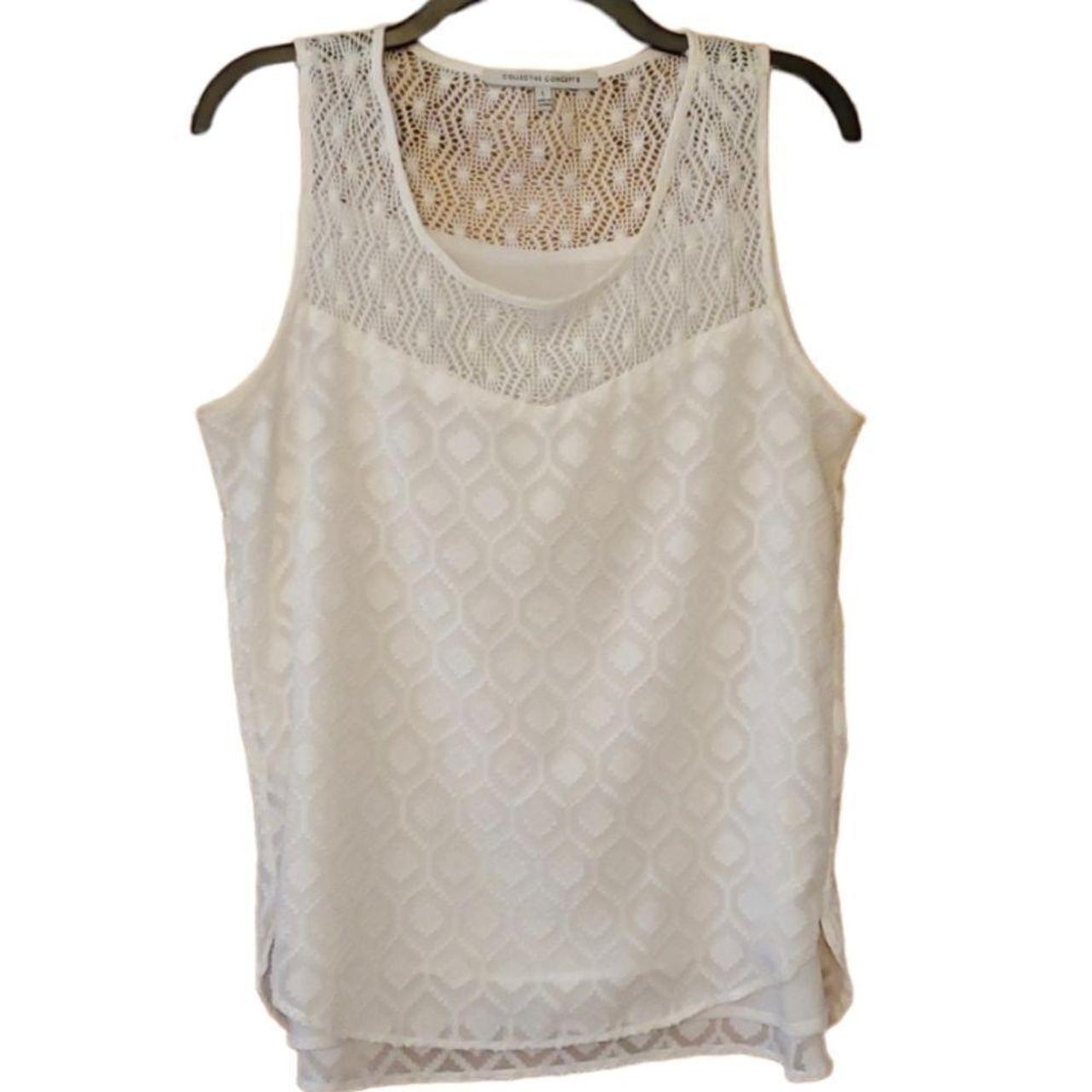 MC Collective Women's Blouse - White - L – Collective Concepts Stitch Fix Womans White Hexagon …