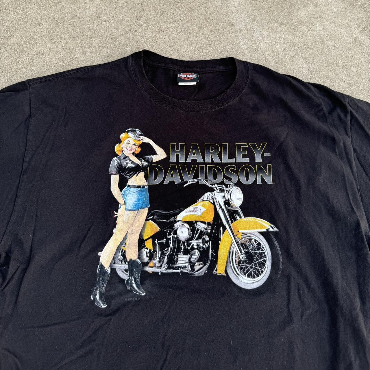 Y2K Harley Davidson pinup girl sexy motorcycle... - Depop