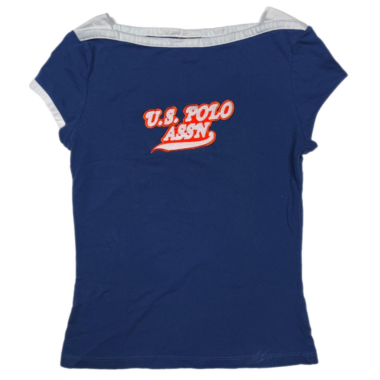 U.S. Polo Assn. Women's White and Blue T-shirt